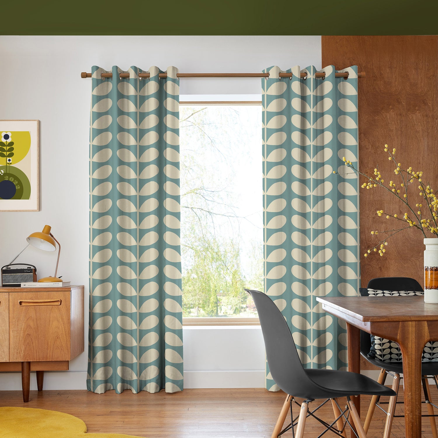Orla Kiely Jumbo Solid Stem Made to Measure Curtain Duckegg