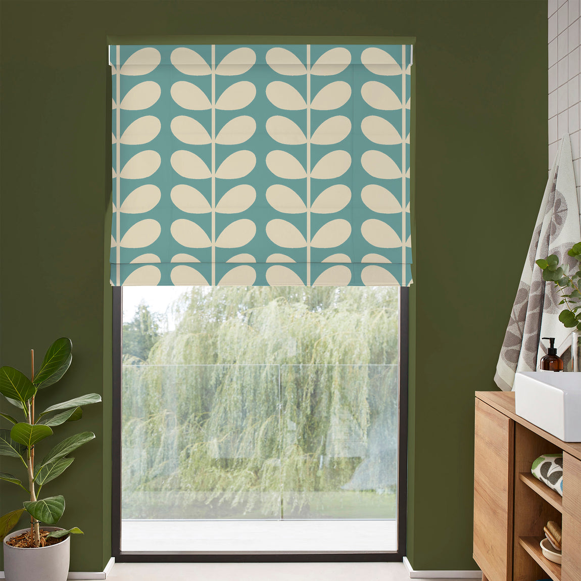 Orla Kiely Jumbo Solid Stem Made to Measure Roman Blind Duckegg