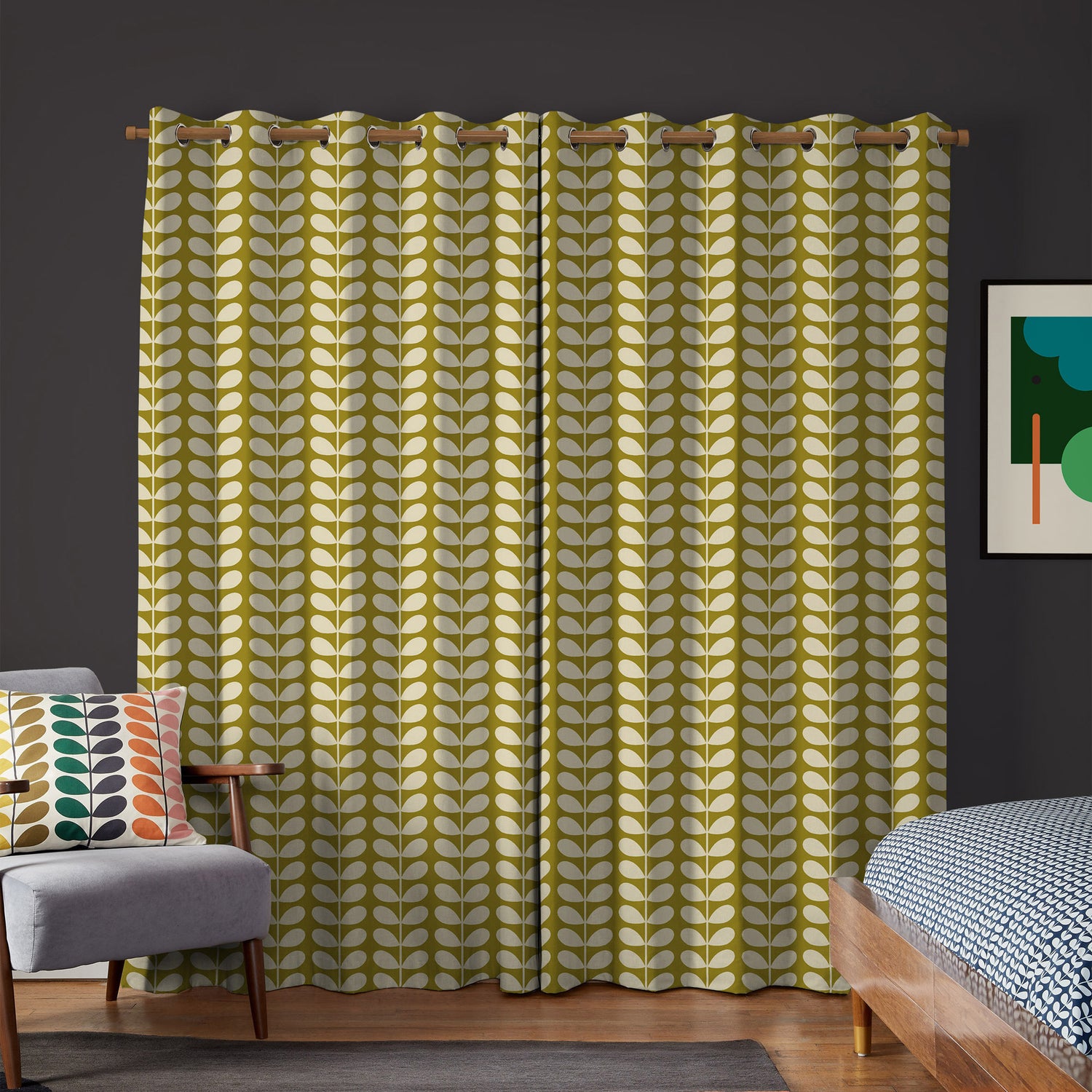 Orla Kiely Solid Stem Made to Measure Curtain Seagrass