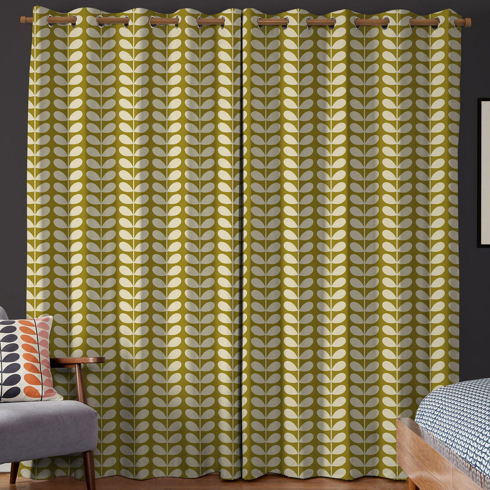 Orla Kiely Solid Stem Made To Measure Curtains Seagrass