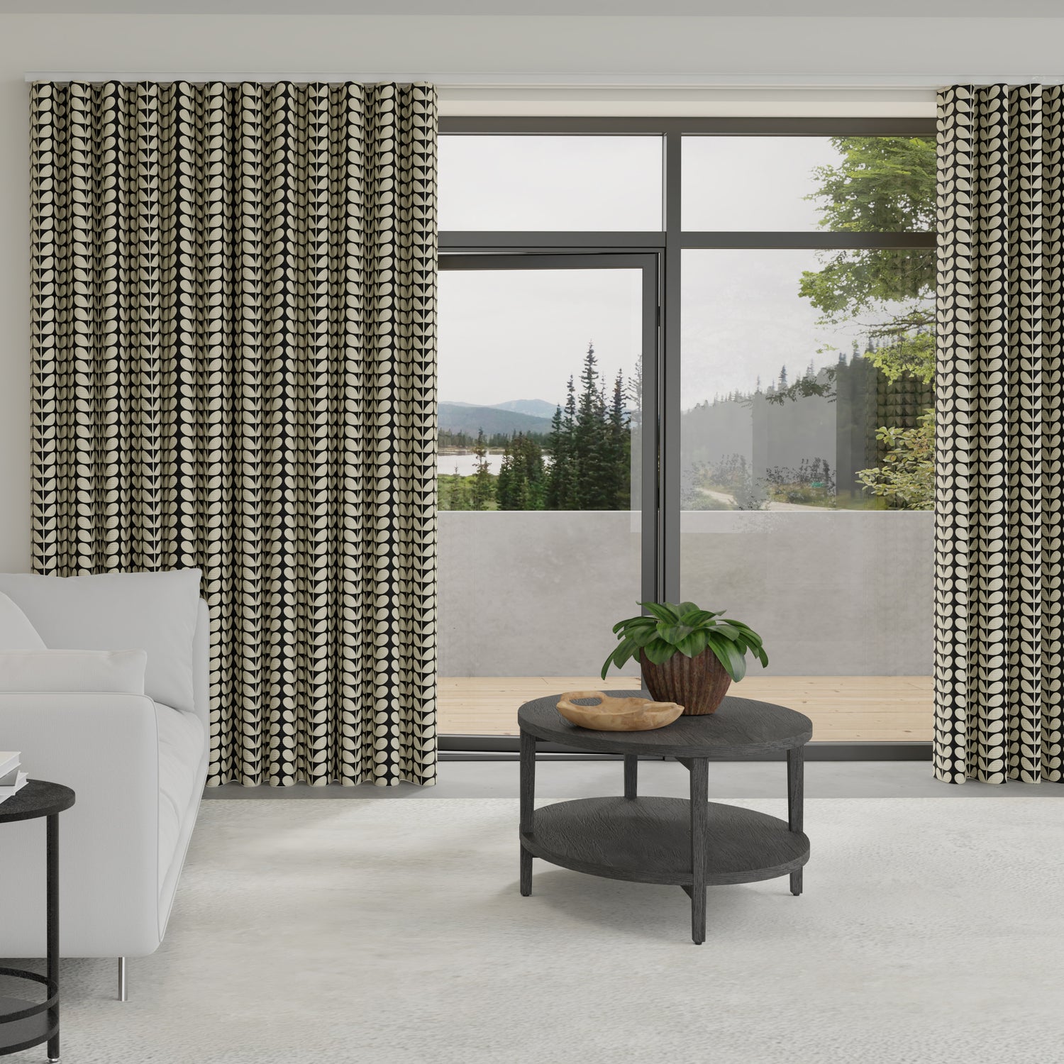 Orla Kiely Solid Stem Made to Measure Wave Curtain + FREE Track Black