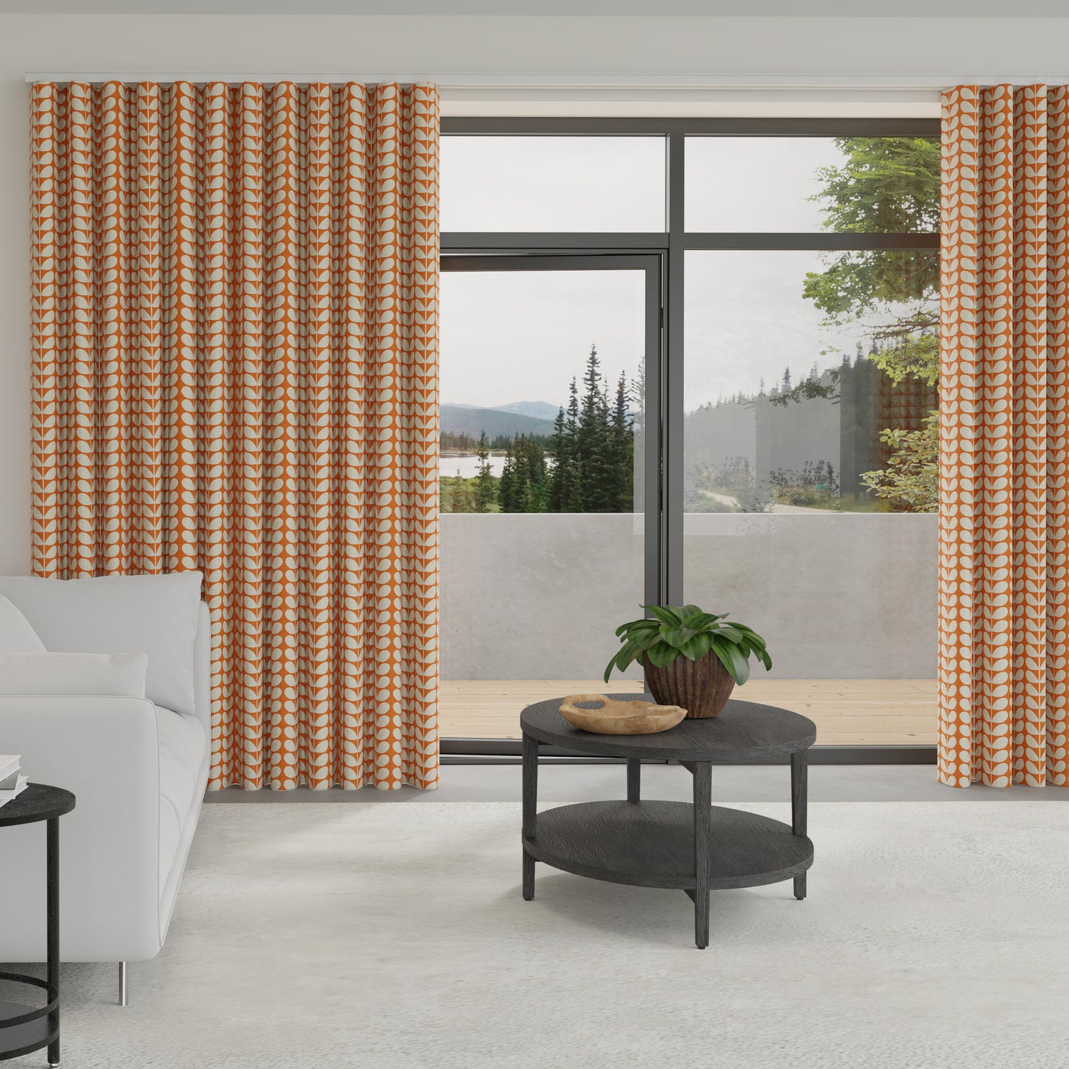 Orla Kiely Solid Stem Made to Measure Wave Curtain + FREE Track Tomato