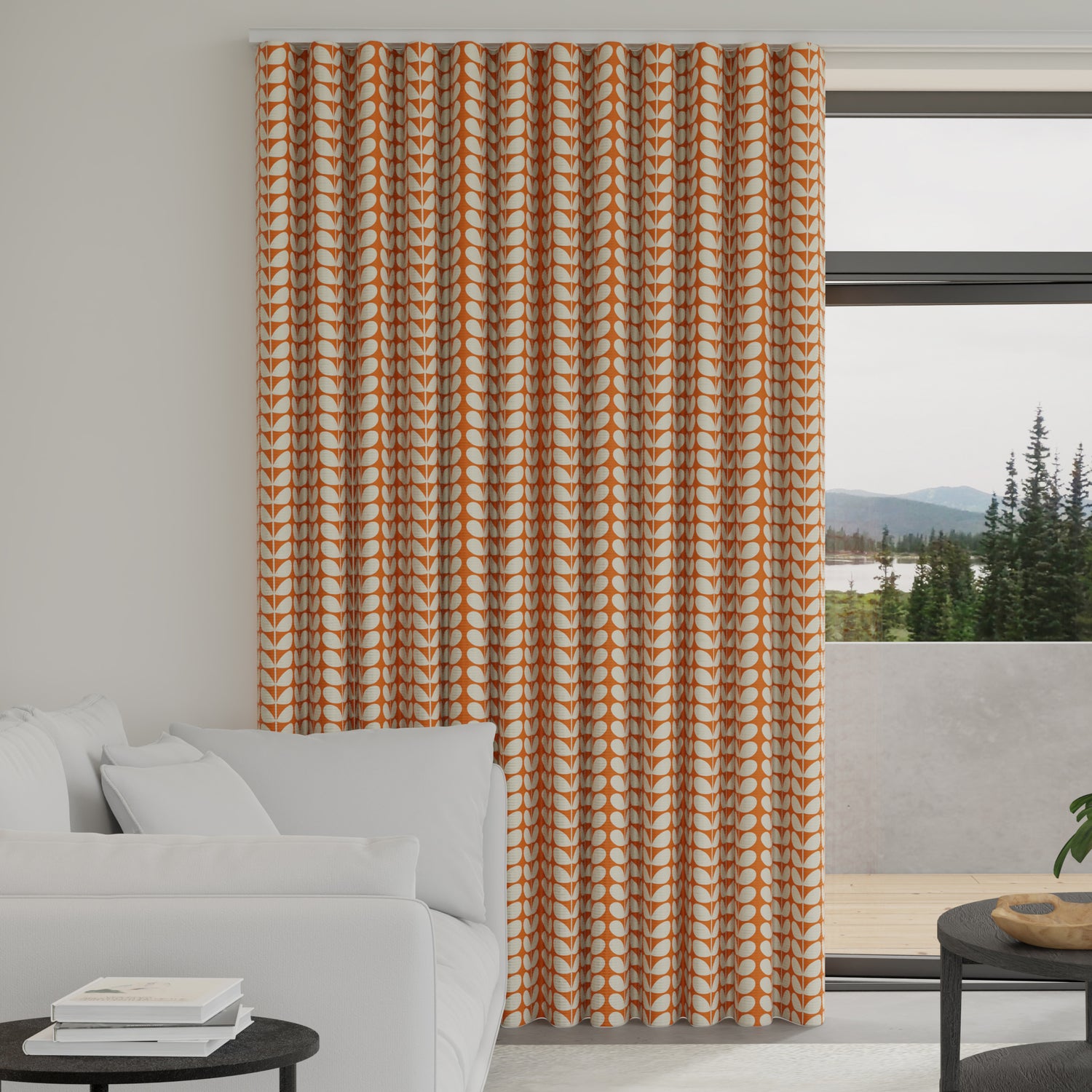 Orla Kiely Solid Stem Made to Measure Wave Curtain + FREE Track Tomato