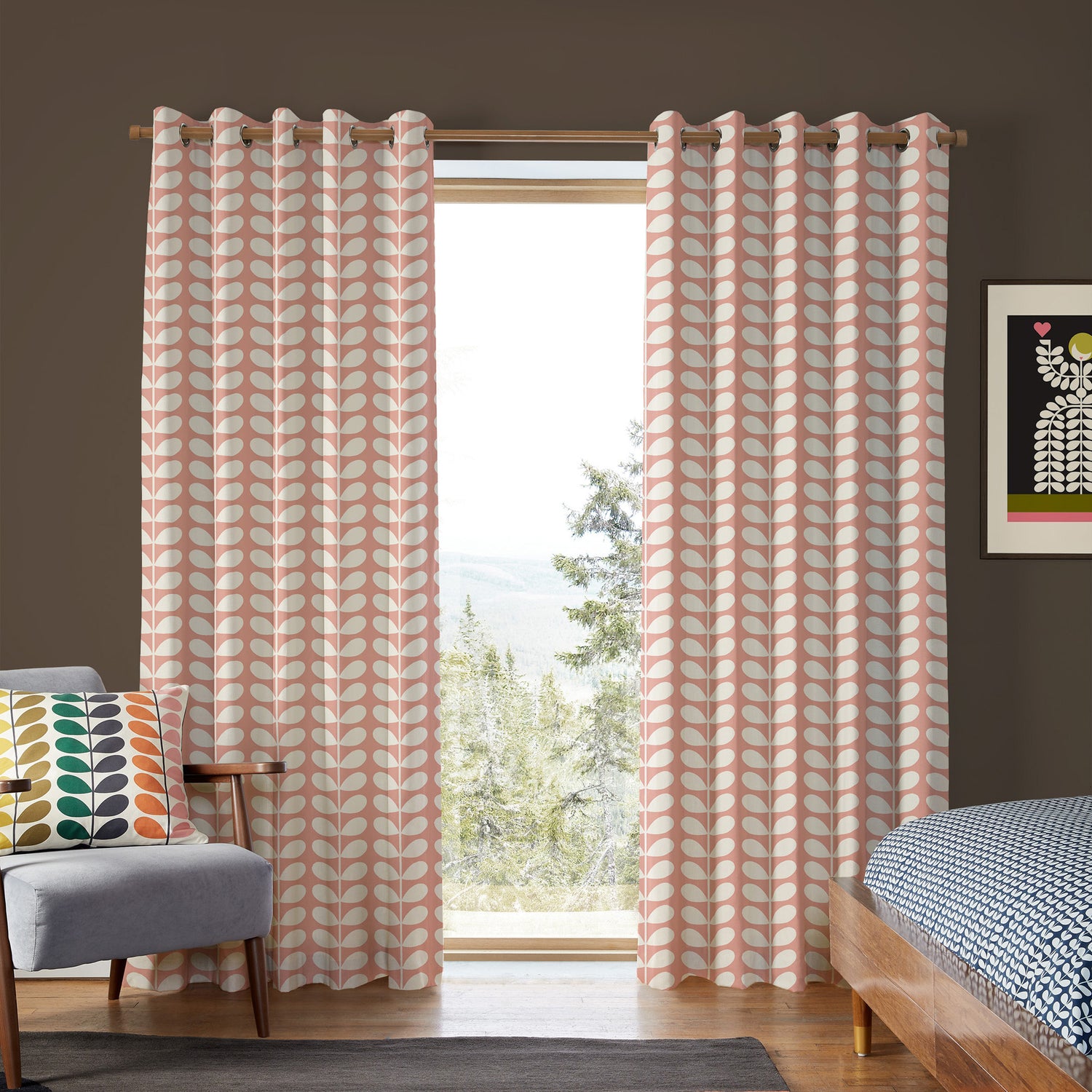 Orla Kiely Solid Stem Made to Measure Curtain Pink