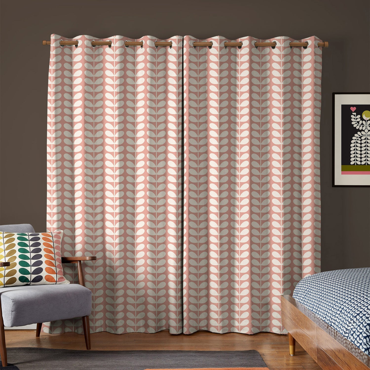 Orla Kiely Solid Stem Made to Measure Curtain Pink