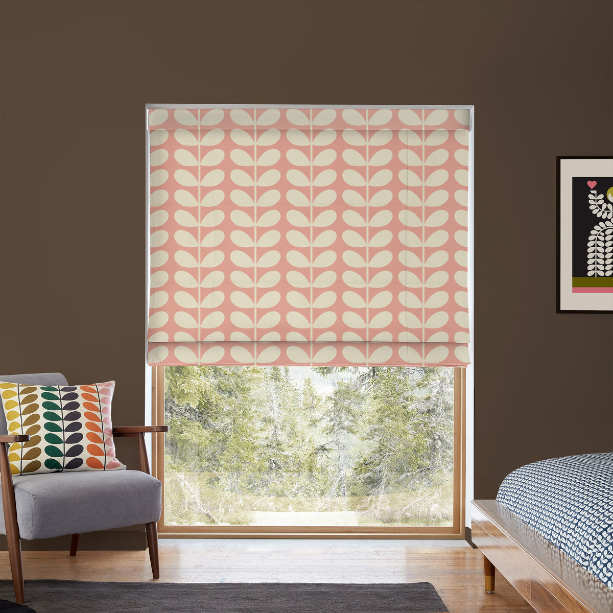 Orla Kiely Solid Stem Made to Measure Roman Blind Pink