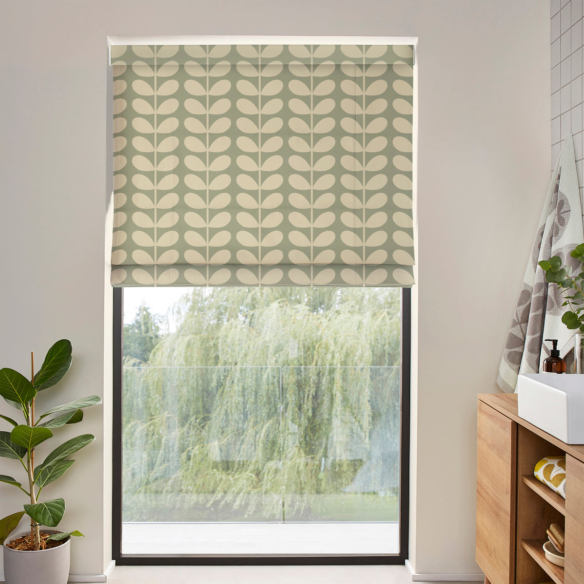 Orla Kiely Solid Stem Made to Measure Roman Blind Pebble