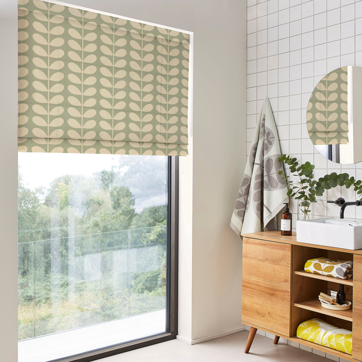 Orla Kiely Solid Stem Made to Measure Roman Blind Pebble