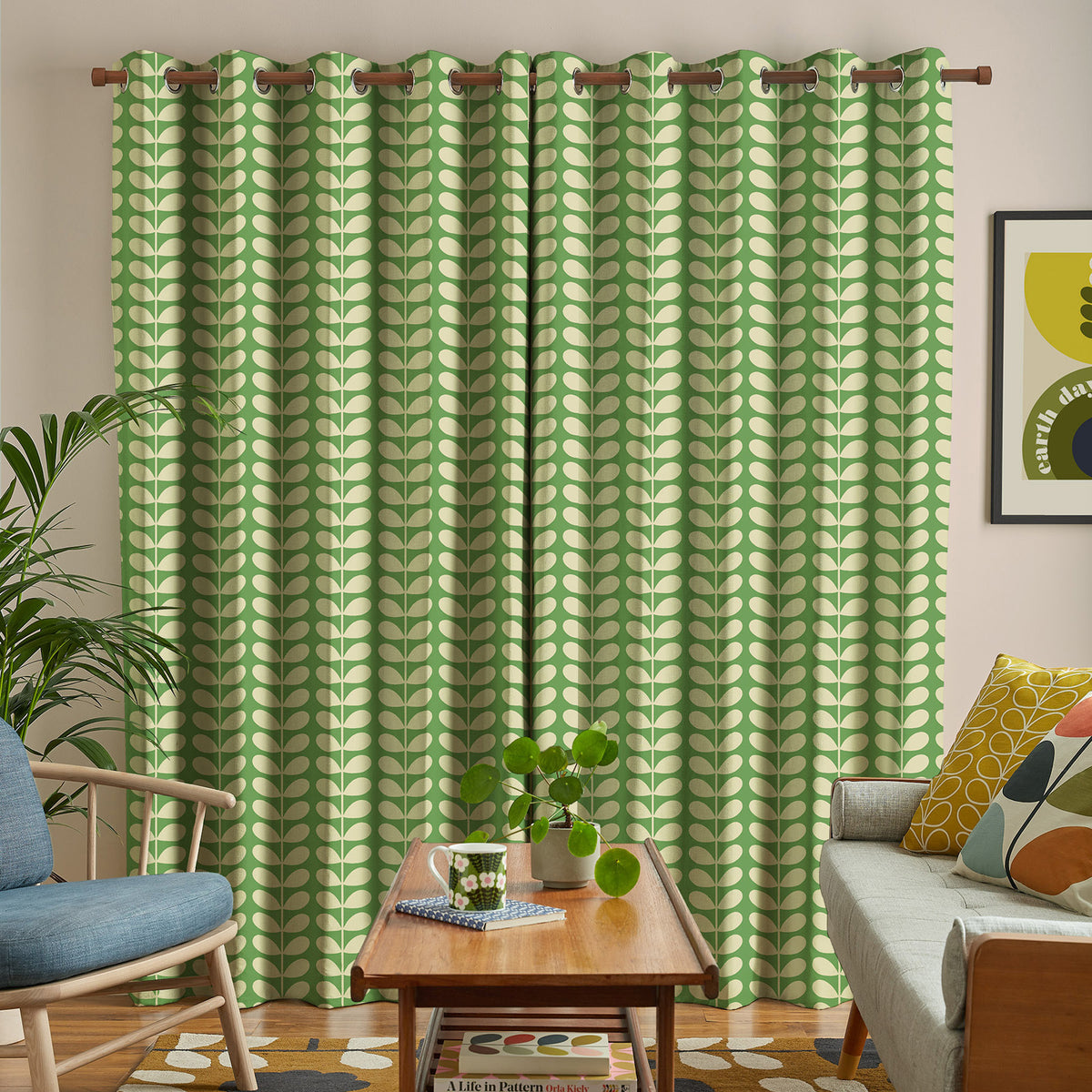 Orla Kiely Solid Stem Made to Measure Curtain Green
