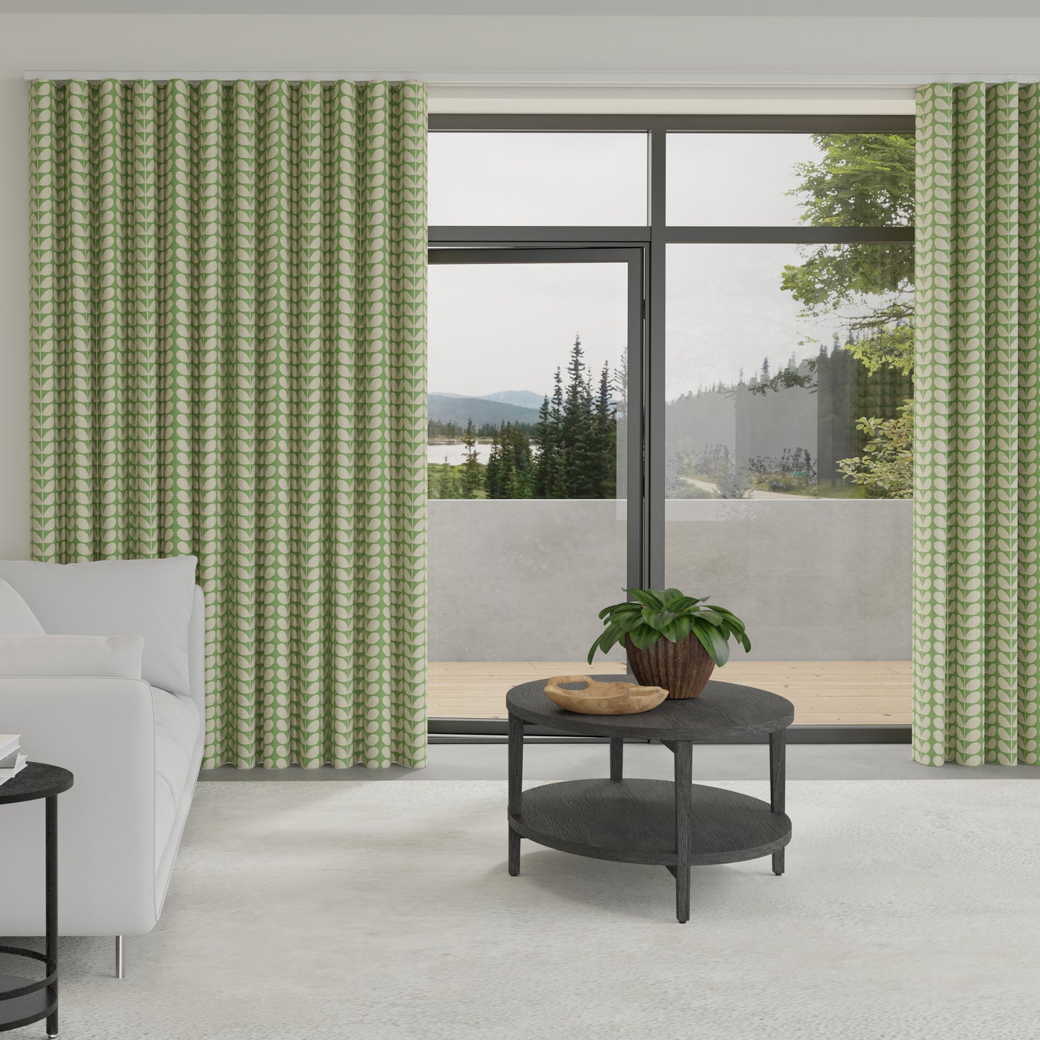 Orla Kiely Solid Stem Made to Measure Wave Curtain + FREE Track Green