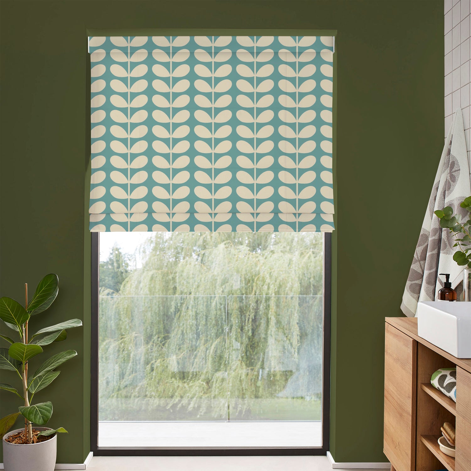 Orla Kiely Solid Stem Made to Measure Roman Blind Duckegg
