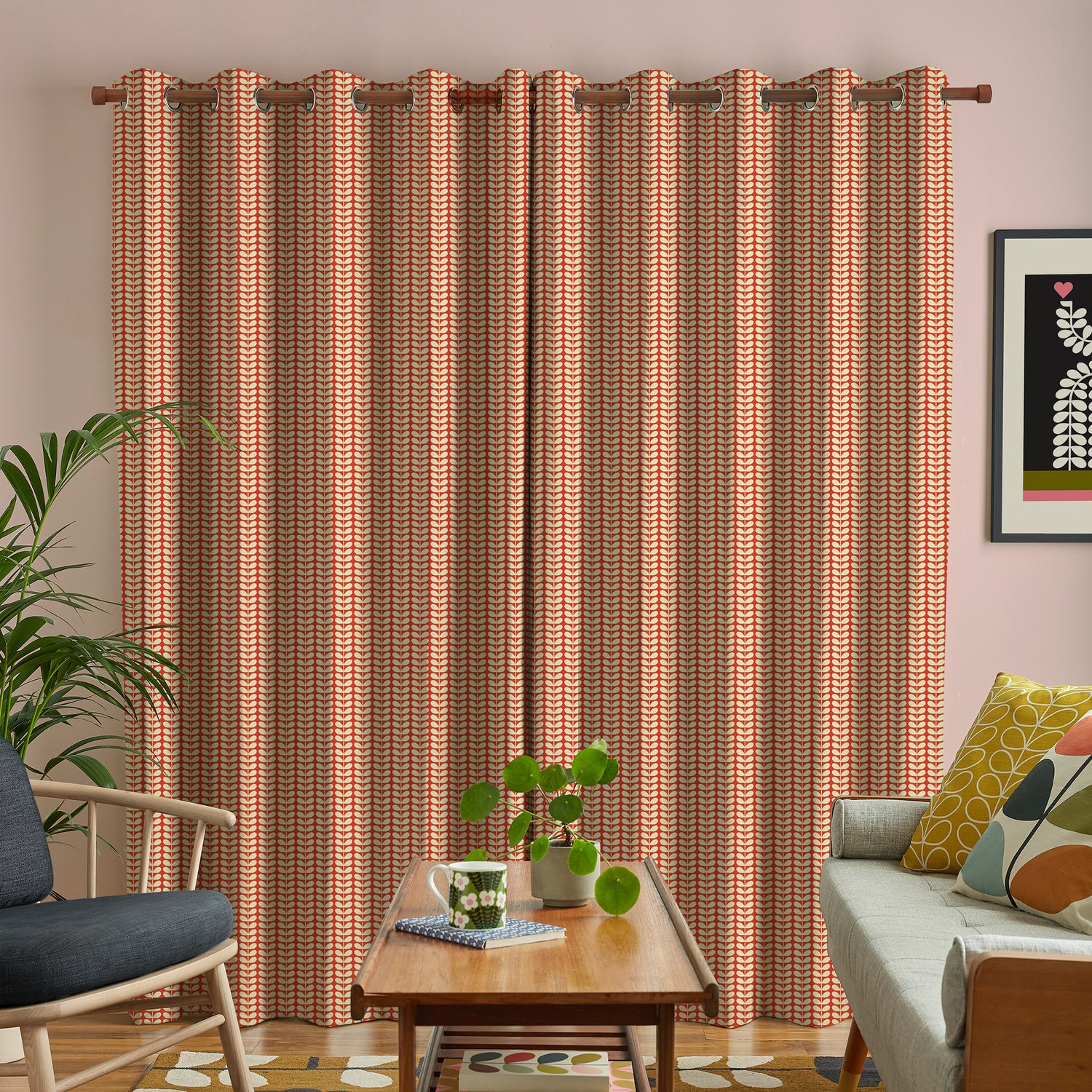 Orla Kiely Tiny Stem Made to Measure Curtain Tomato