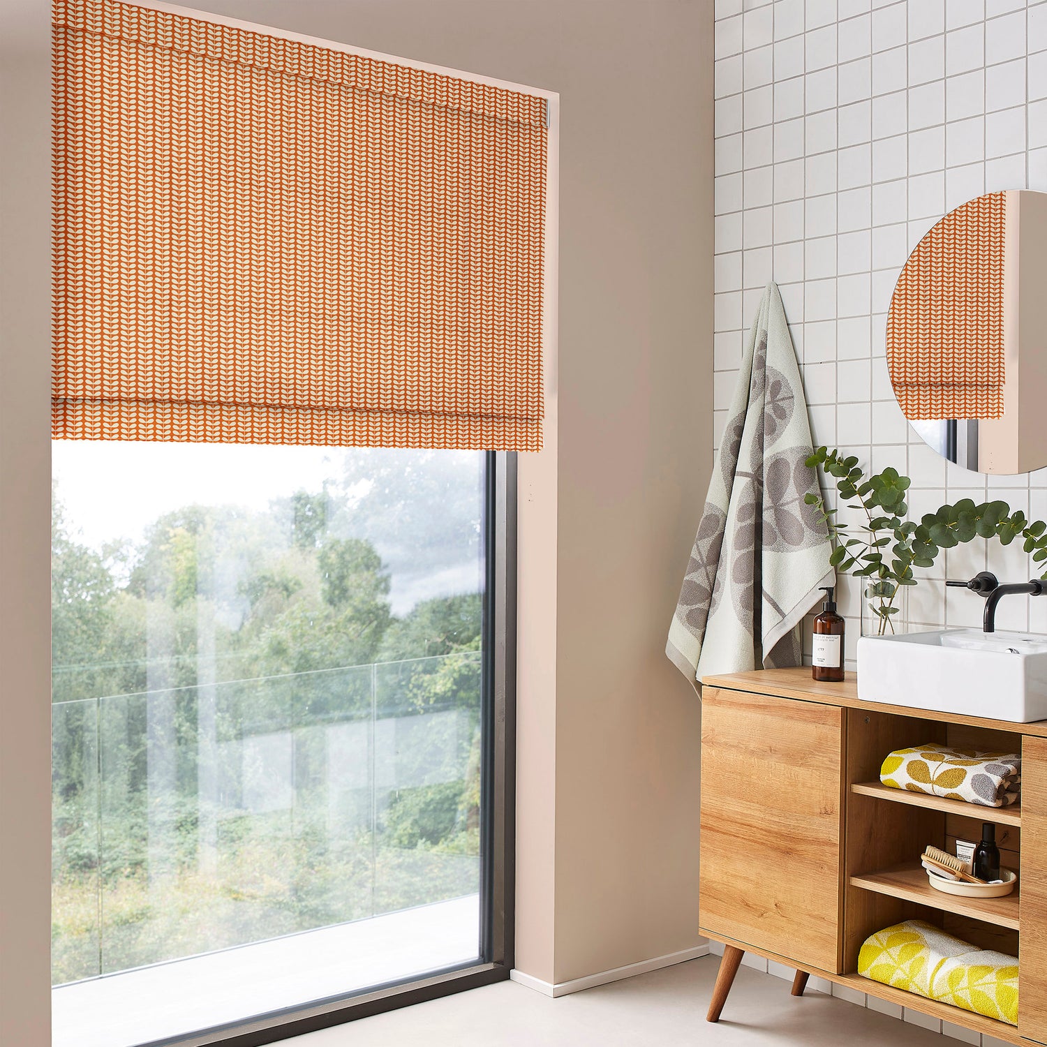 Orla Kiely Tiny Stem Made to Measure Roman Blind Tomato