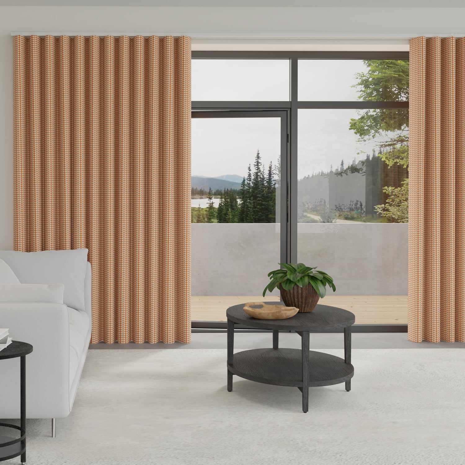 Orla Kiely Tiny Stem Made to Measure Wave Curtain + FREE Track Tomato