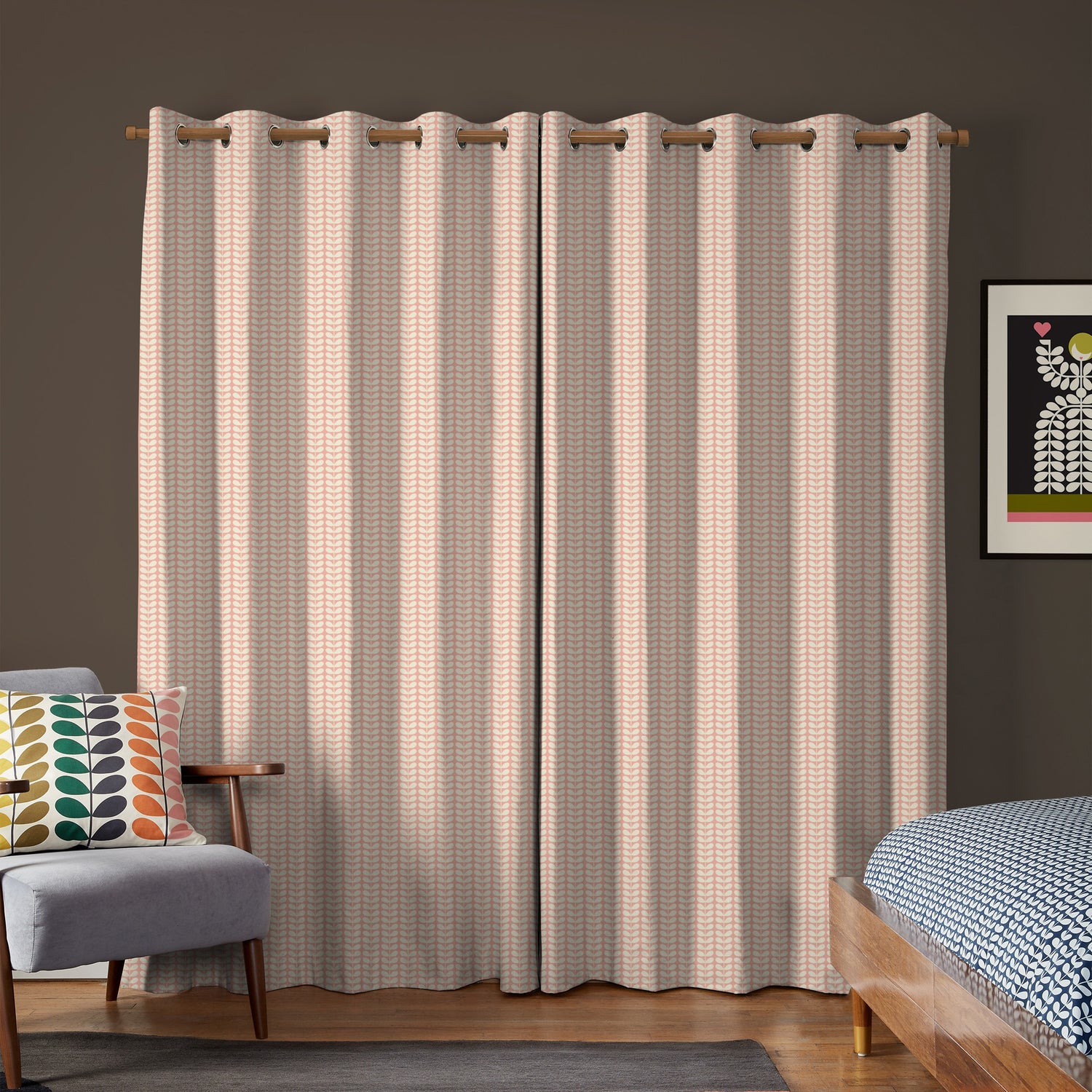 Orla Kiely Tiny Stem Made to Measure Curtain Pink
