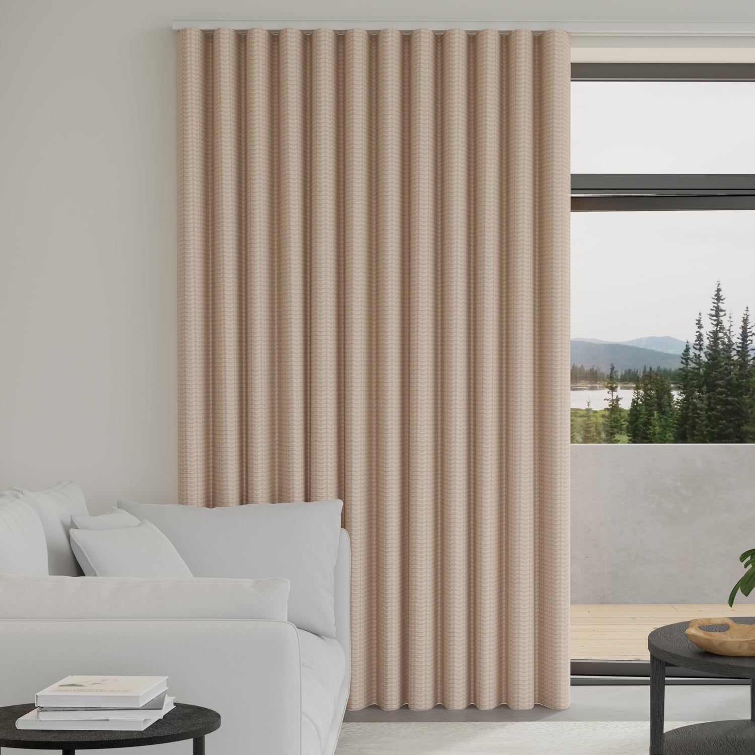 Orla Kiely Tiny Stem Made to Measure Wave Curtain + FREE Track Pink