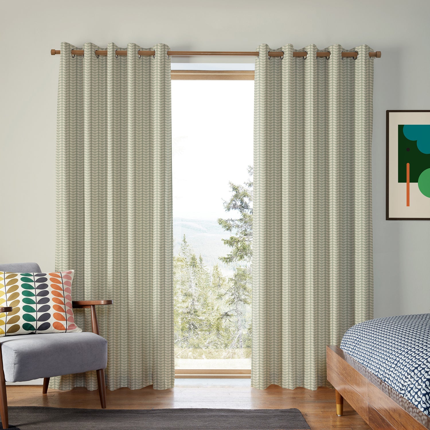 Orla Kiely Tiny Stem Made to Measure Curtain Pebble