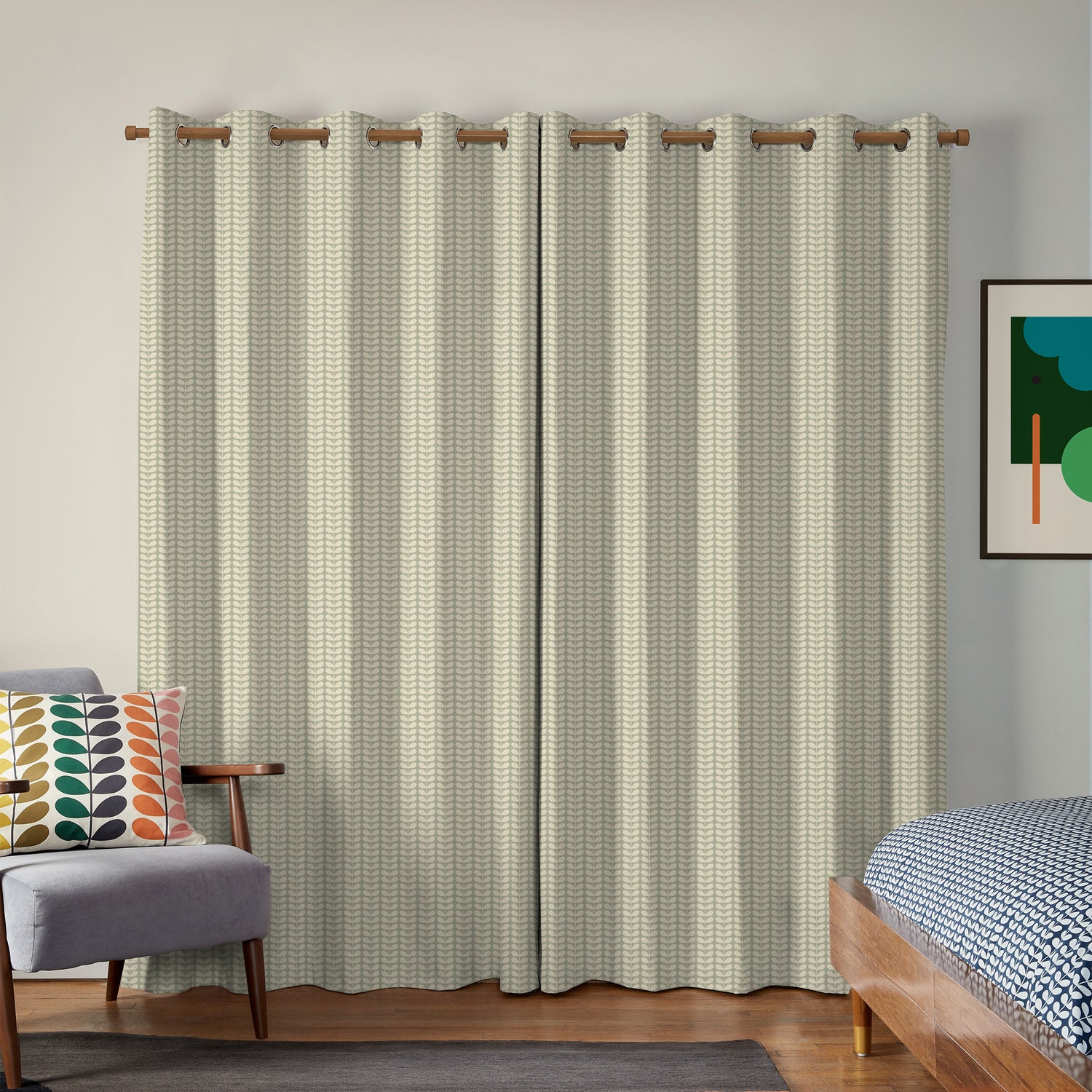 Orla Kiely Tiny Stem Made to Measure Curtain Pebble