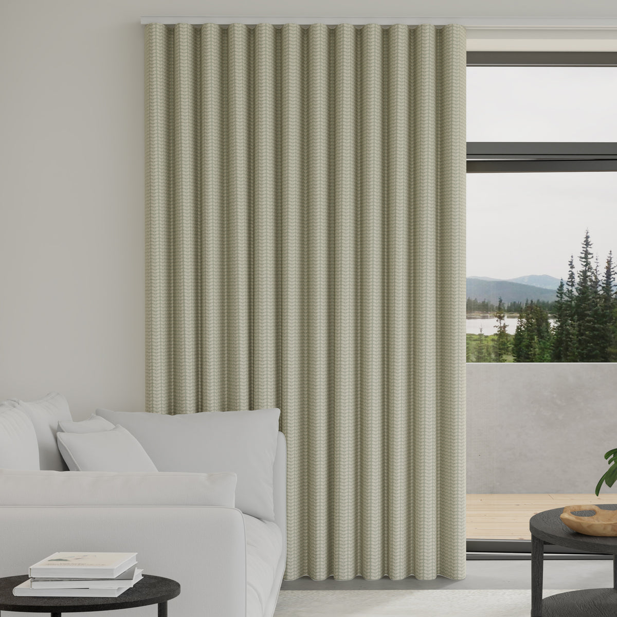 Orla Kiely Tiny Stem Made to Measure Wave Curtain + FREE Track Pebble