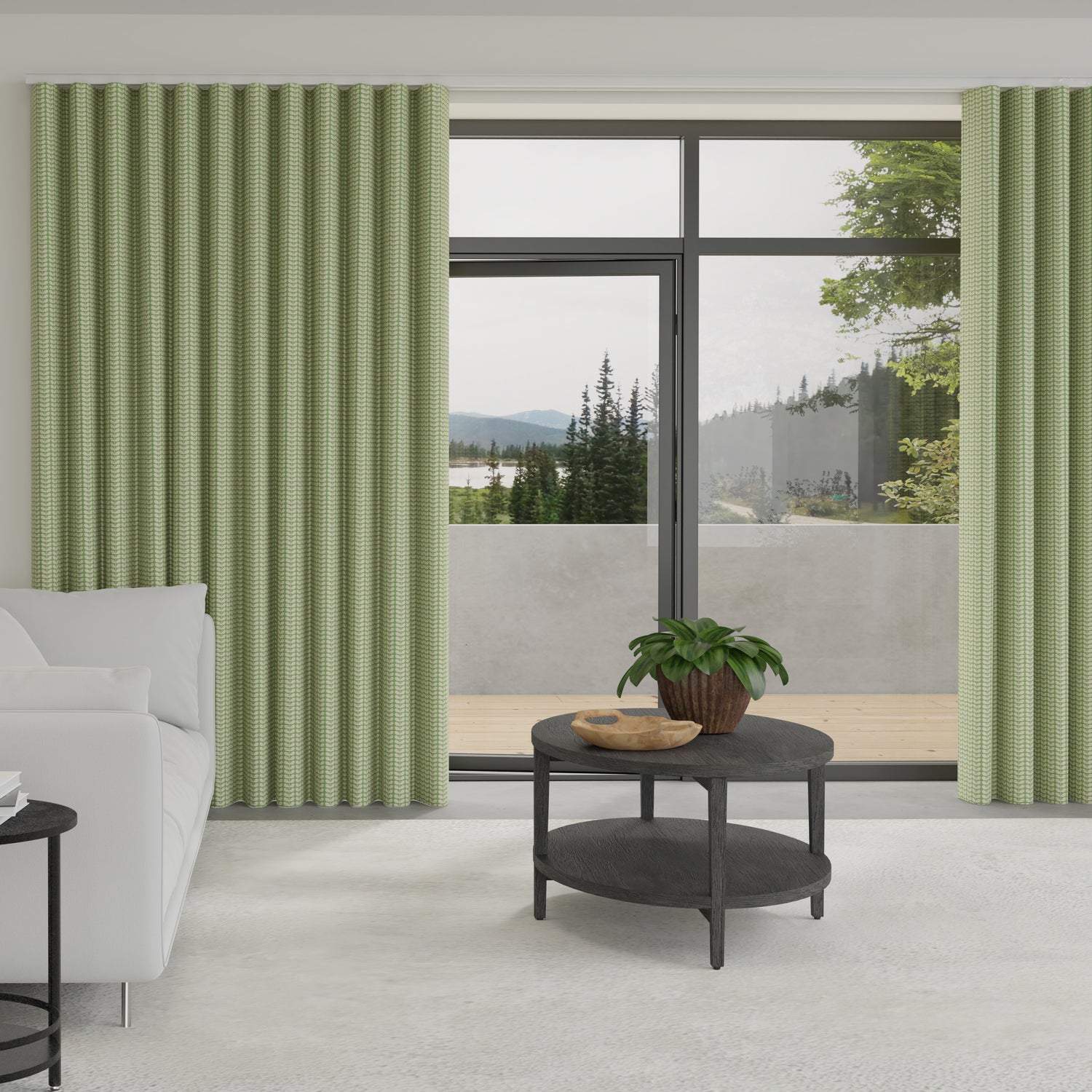 Orla Kiely Tiny Stem Made to Measure Wave Curtain + FREE Track Green