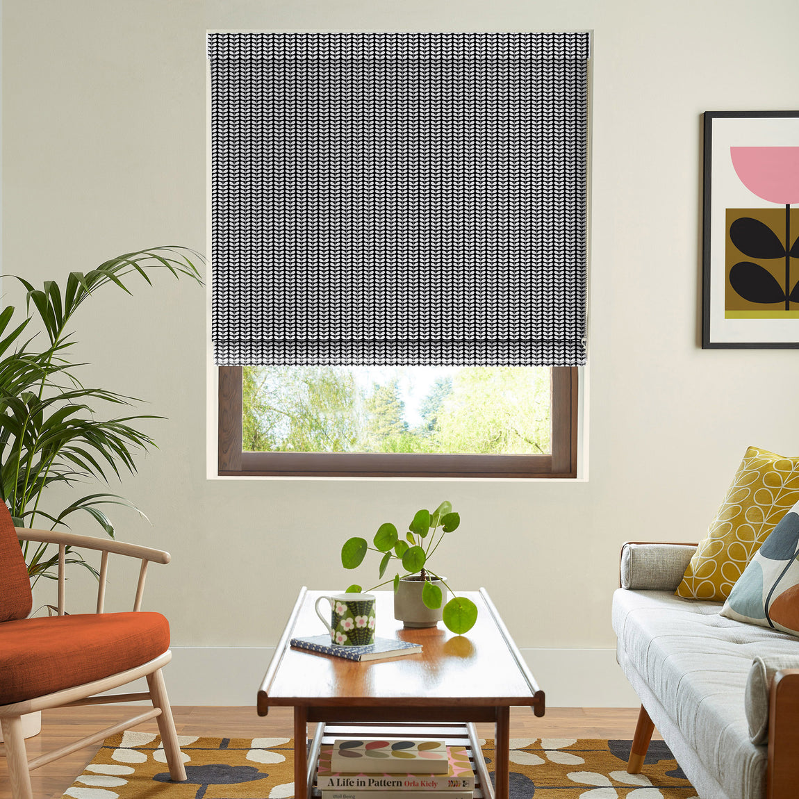 Orla Kiely Tiny Stem Made to Measure Roman Blind Whale