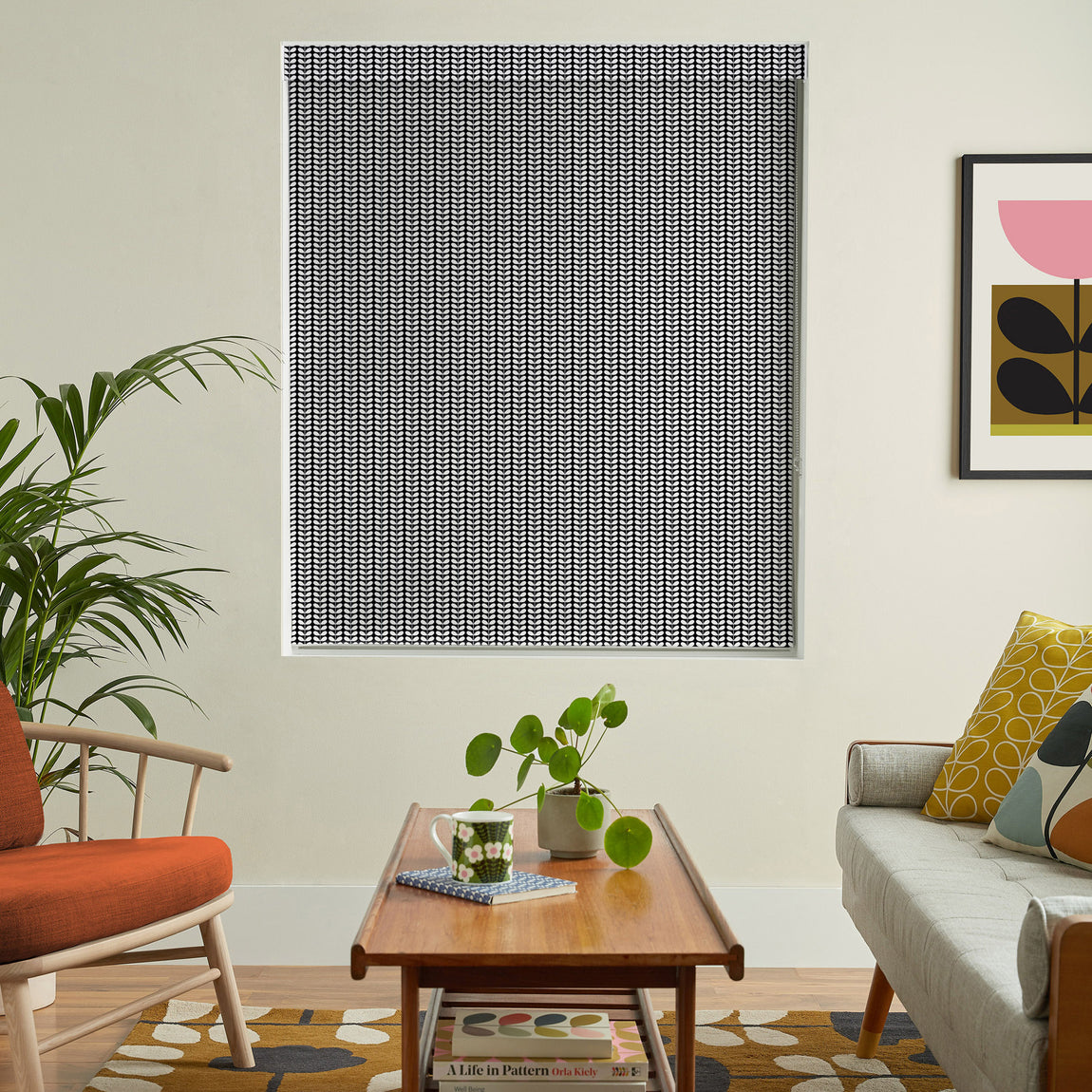 Orla Kiely Tiny Stem Made to Measure Roman Blind Whale