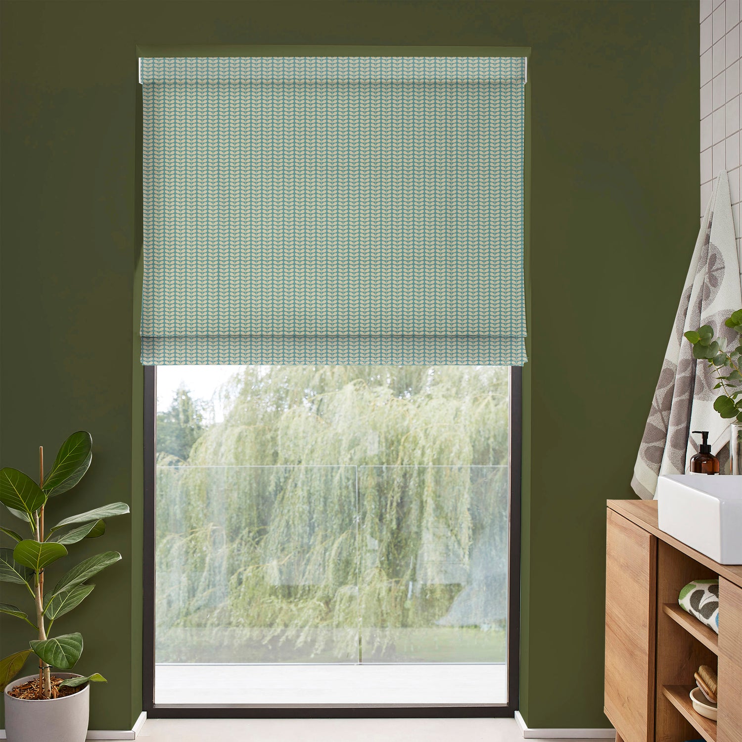 Orla Kiely Tiny Stem Made to Measure Roman Blind Duckegg