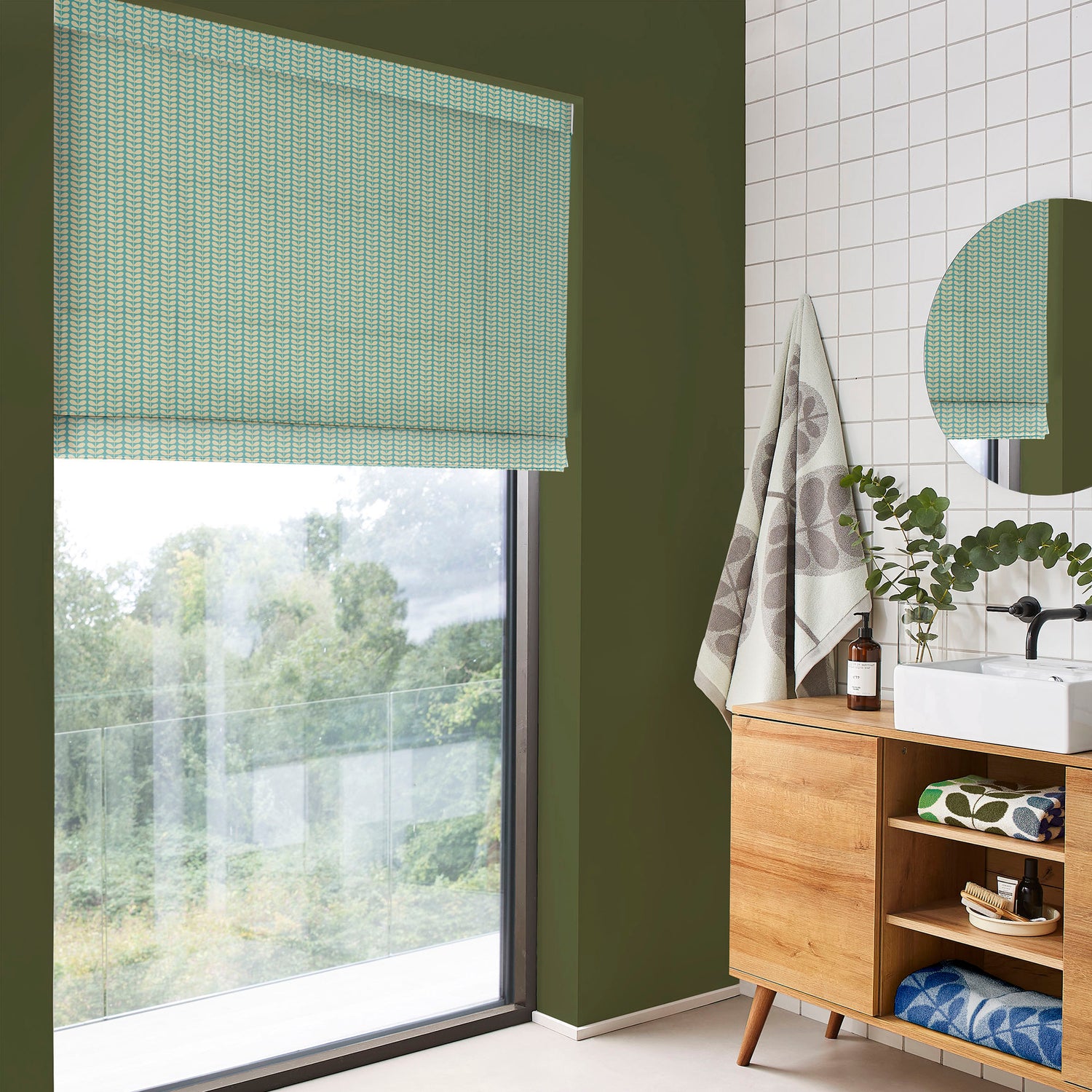 Orla Kiely Tiny Stem Made to Measure Roman Blind Duckegg