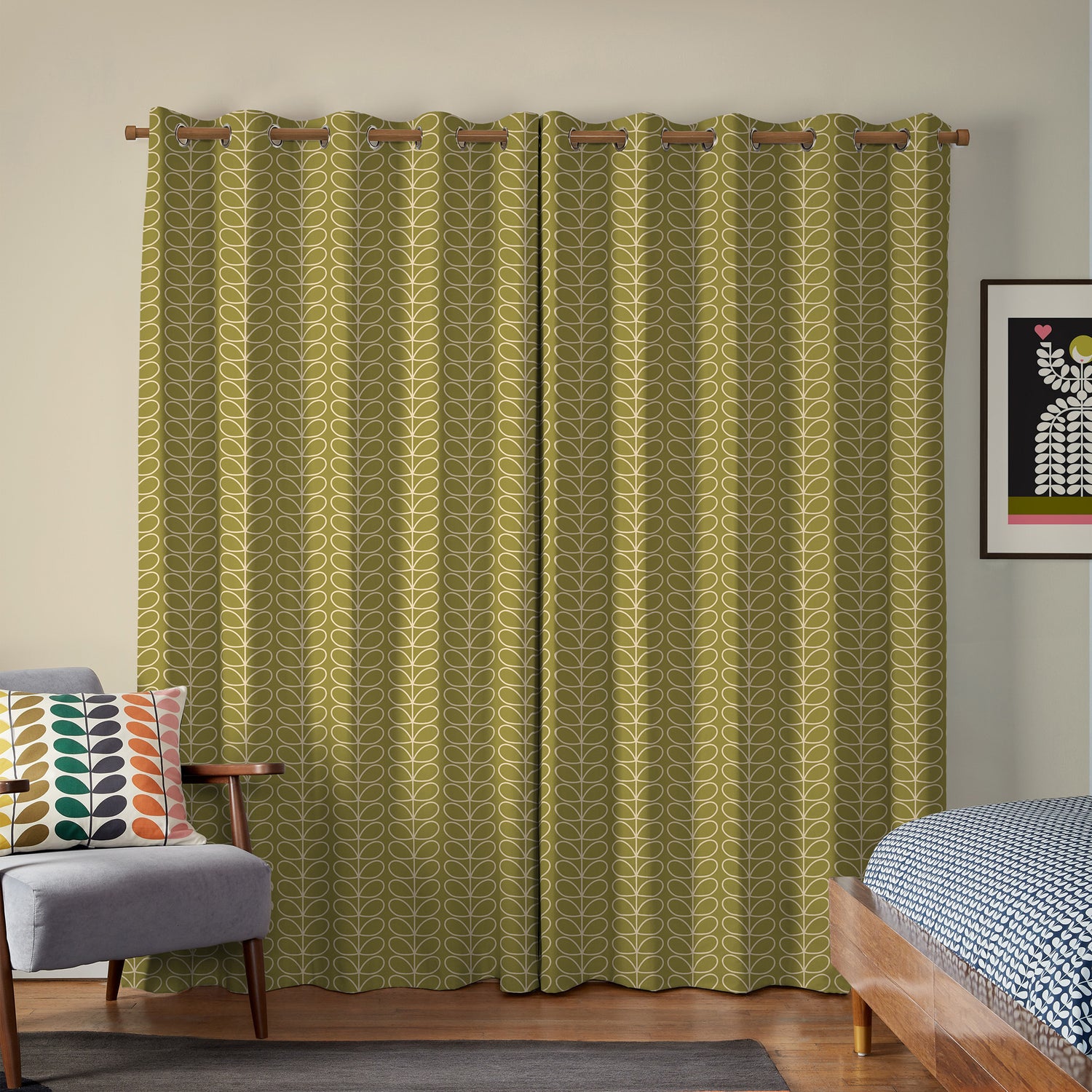 Orla Kiely Linear Stem Made to Measure Curtain Seagrass