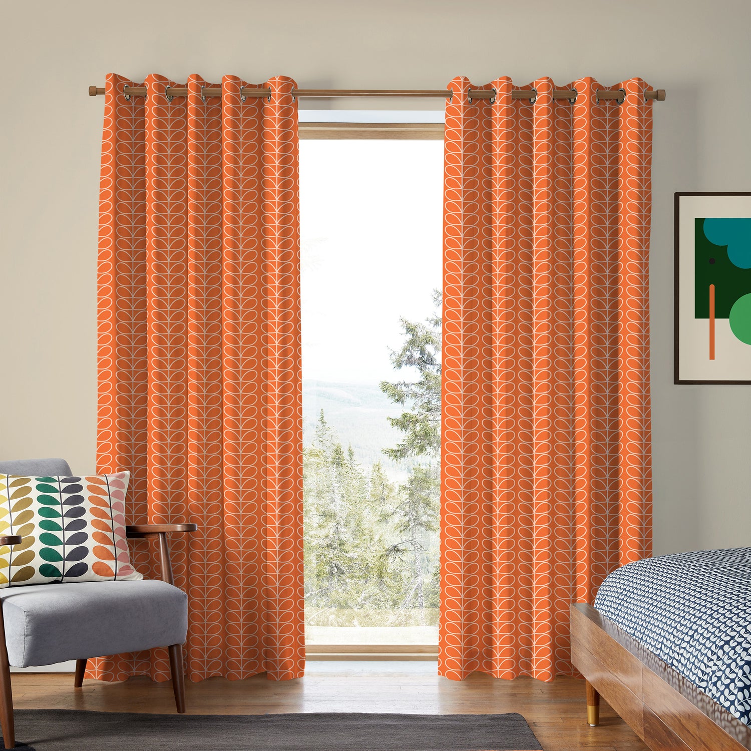 Orla Kiely Linear Stem Made to Measure Curtain Persimmon