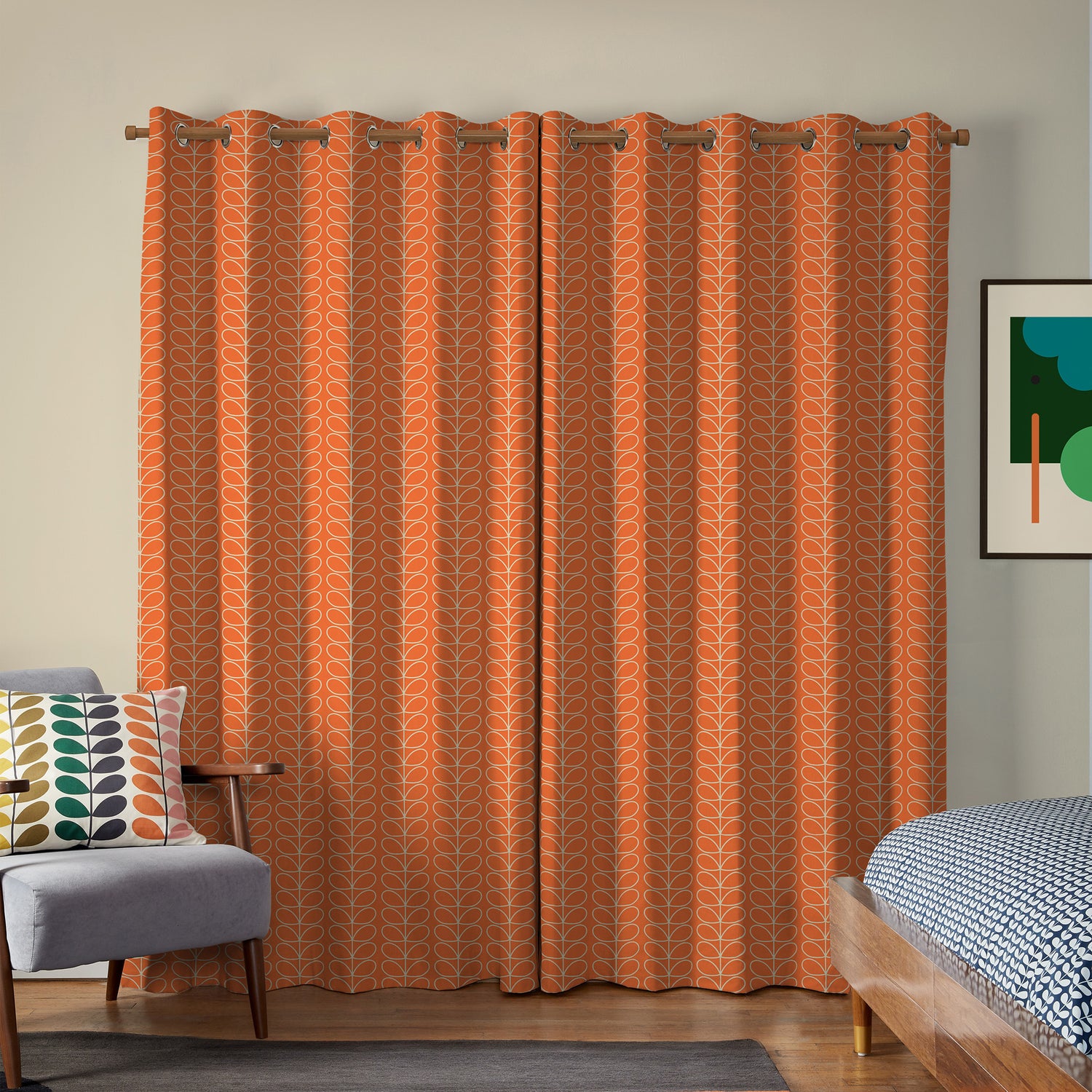 Orla Kiely Linear Stem Made to Measure Curtain Persimmon