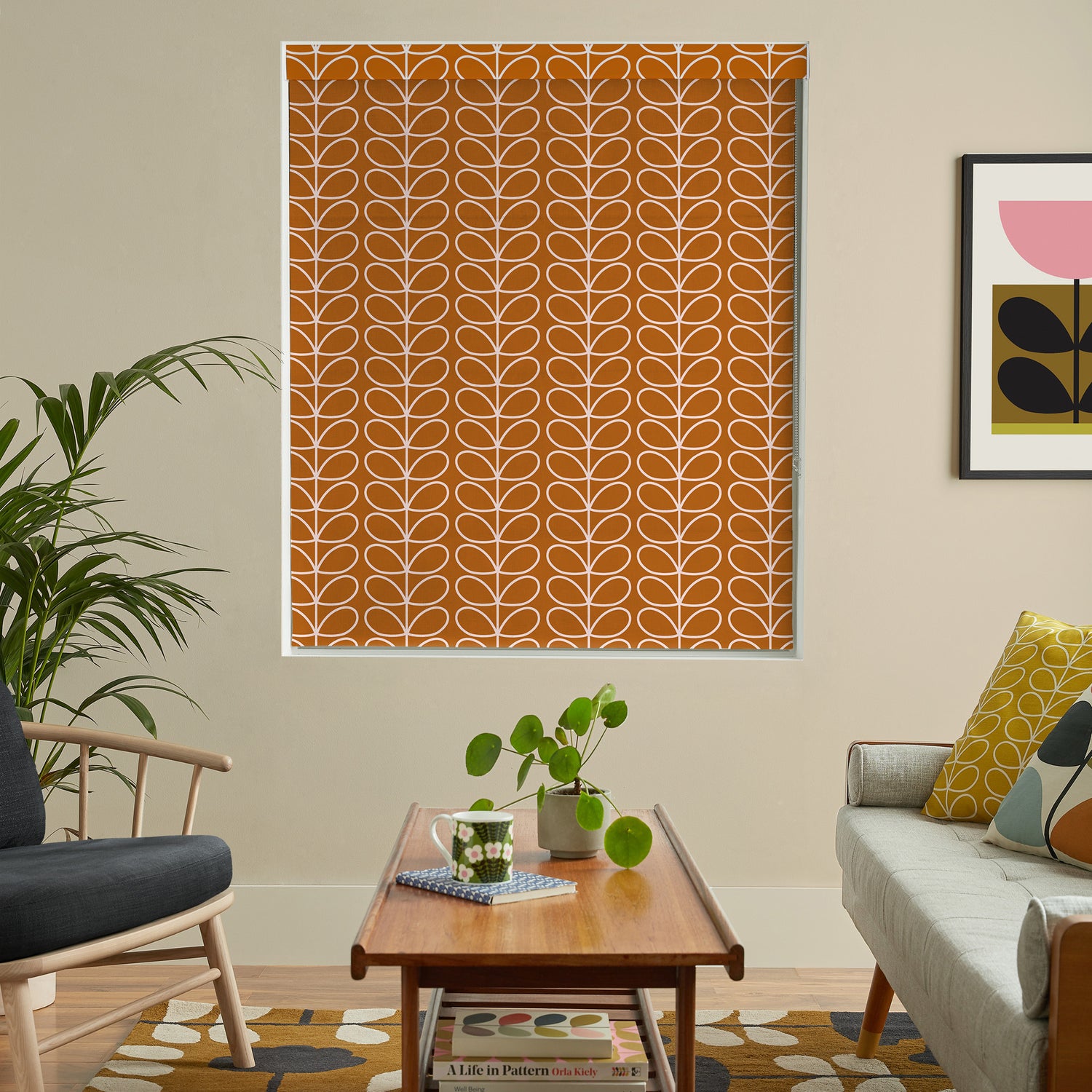 Orla Kiely Linear Stem Made to Measure Roman Blind Persimmon