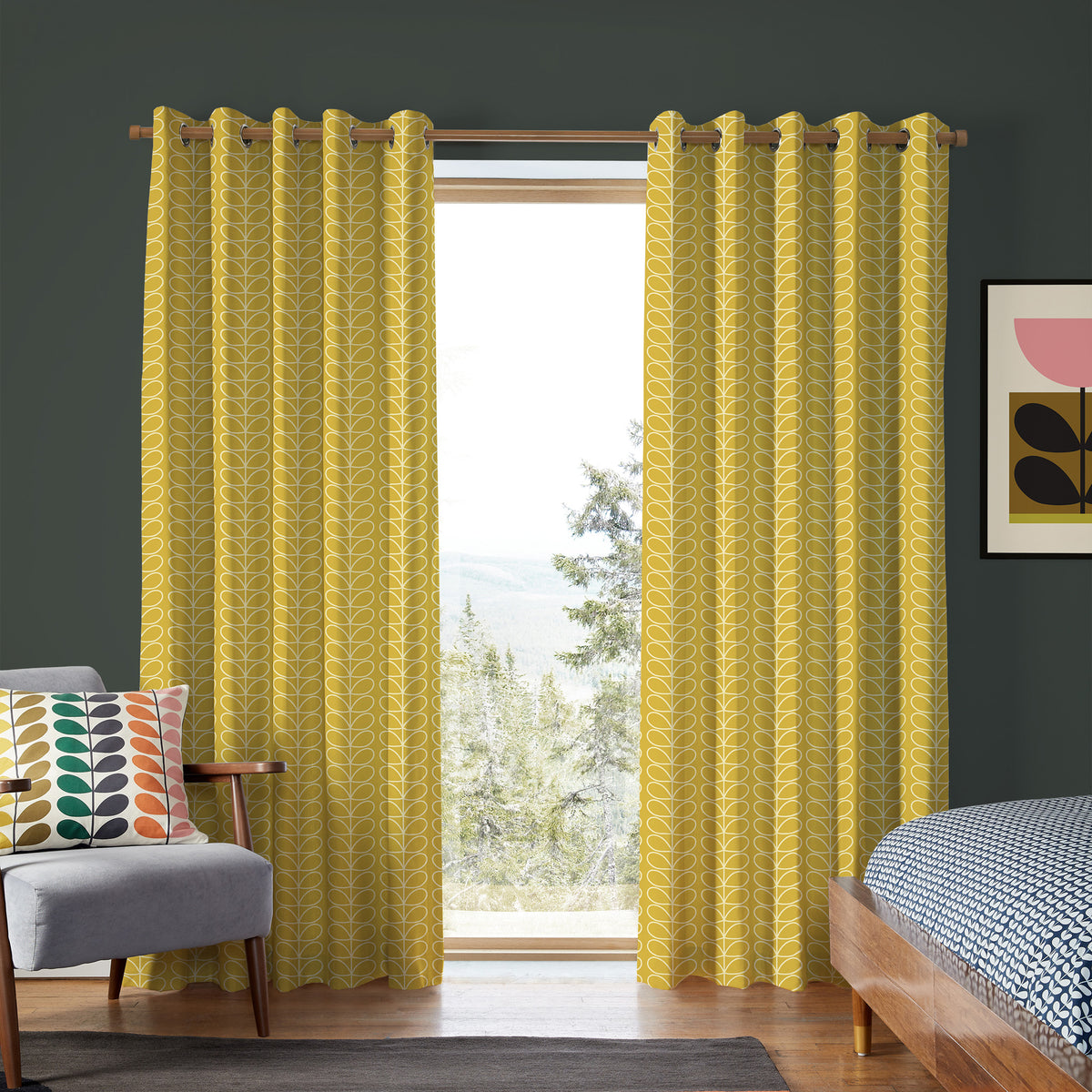 Orla Kiely Linear Stem Made to Measure Curtain Sunflower
