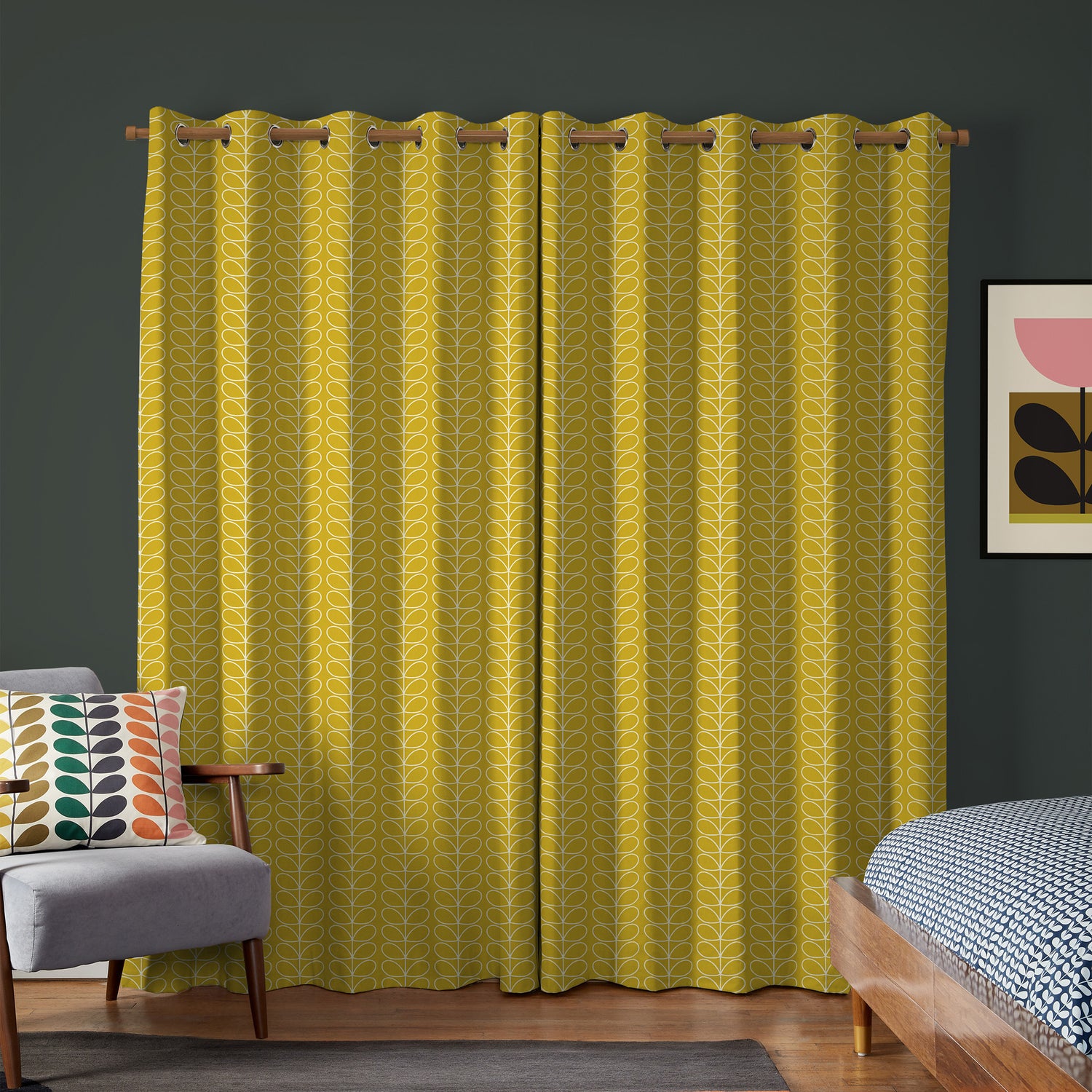 Orla Kiely Linear Stem Made to Measure Curtain Sunflower