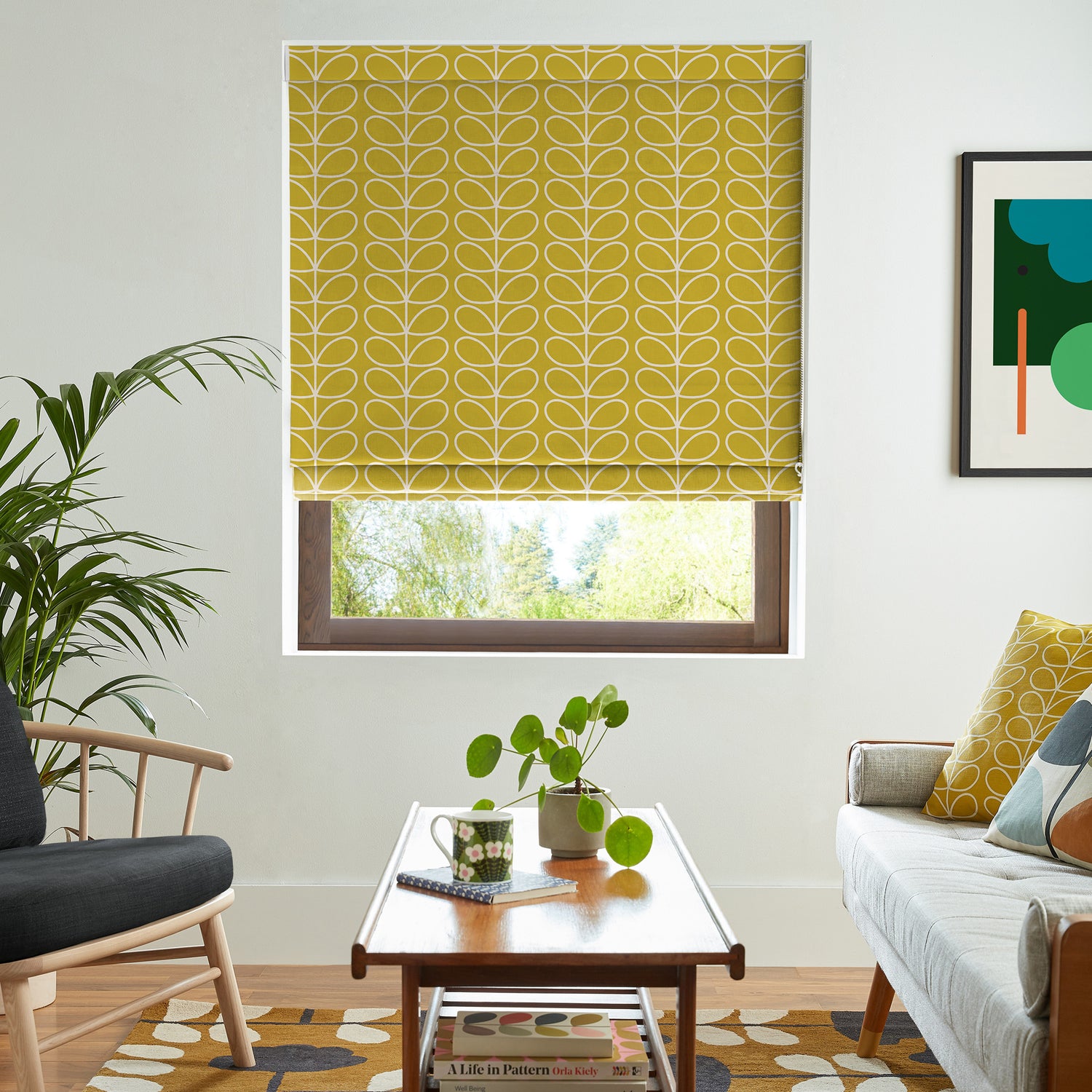 Orla Kiely Linear Stem Made to Measure Roman Blind Sunflower