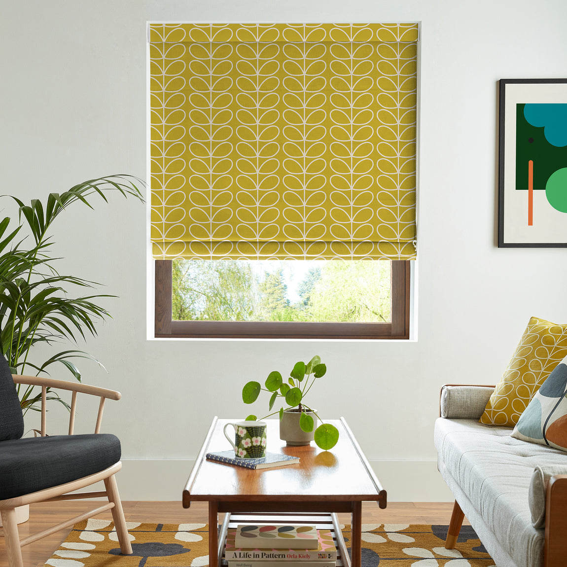 Orla Kiely Linear Stem Made to Measure Roman Blind Sunflower