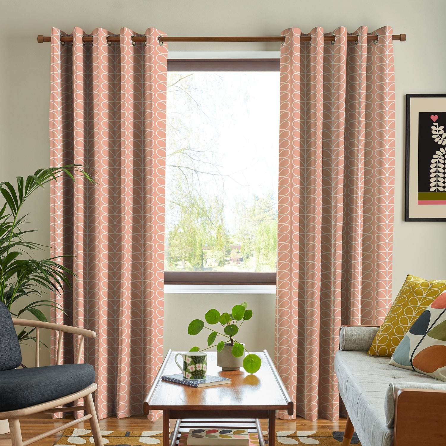 Orla Kiely Linear Stem Made to Measure Curtain Bubblegum