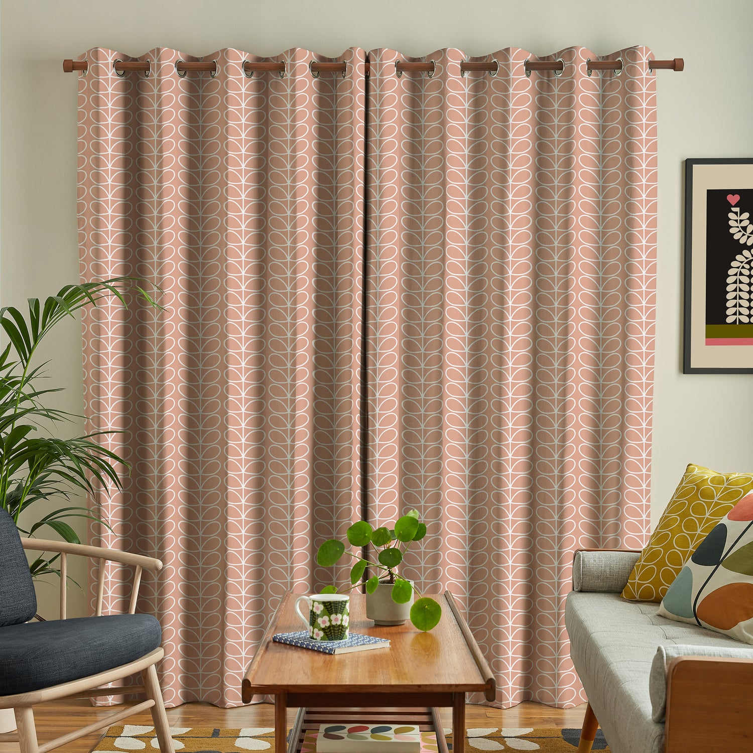 Orla Kiely Linear Stem Made to Measure Curtain Bubblegum