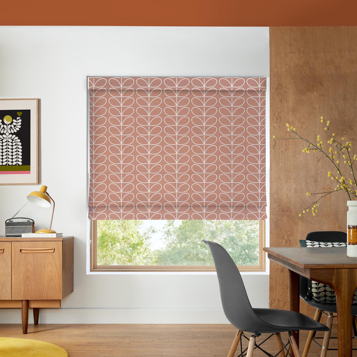 Orla Kiely Linear Stem Made to Measure Roman Blind Bubblegum