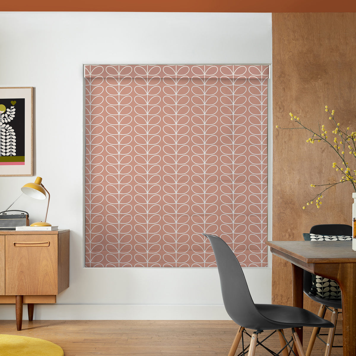 Orla Kiely Linear Stem Made to Measure Roman Blind Bubblegum