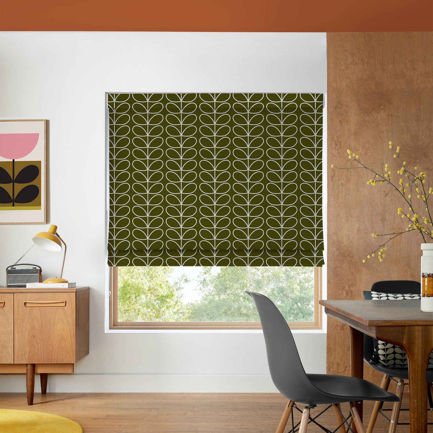 Orla Kiely Linear Stem Made to Measure Roman Blind Kelp