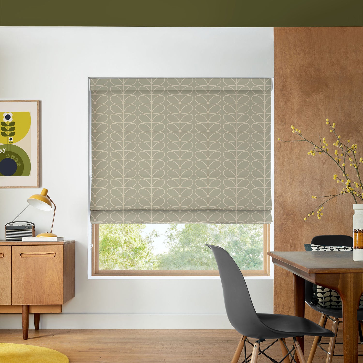 Orla Kiely Linear Stem Made to Measure Roman Blind Pebble