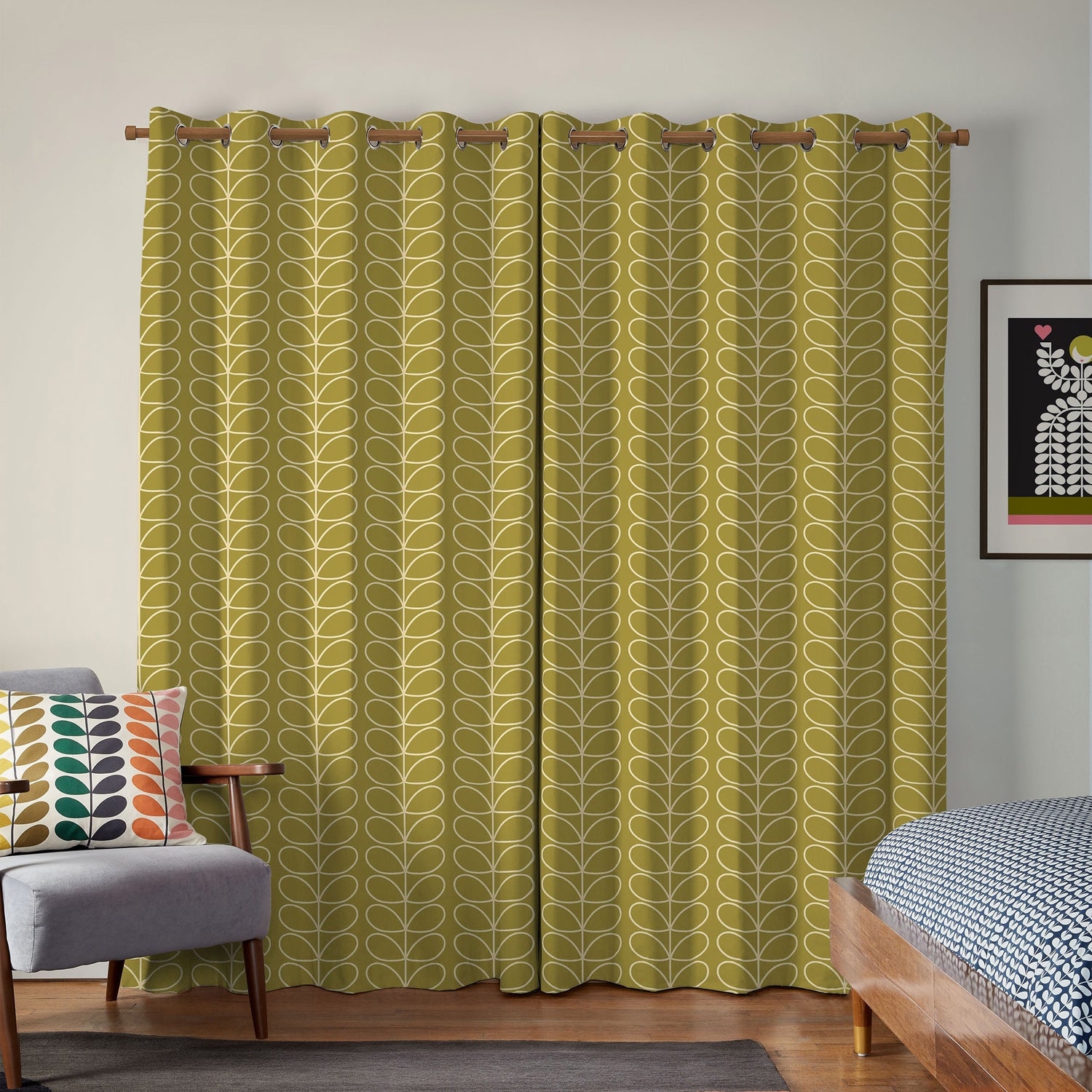 Orla Kiely Jumbo Linear Stem Made to Measure Curtain Seagrass