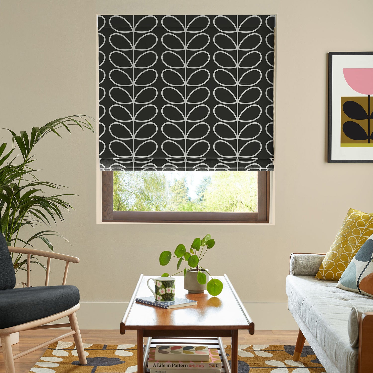Orla Kiely Jumbo Linear Stem Made to Measure Roman Blind Liquorice