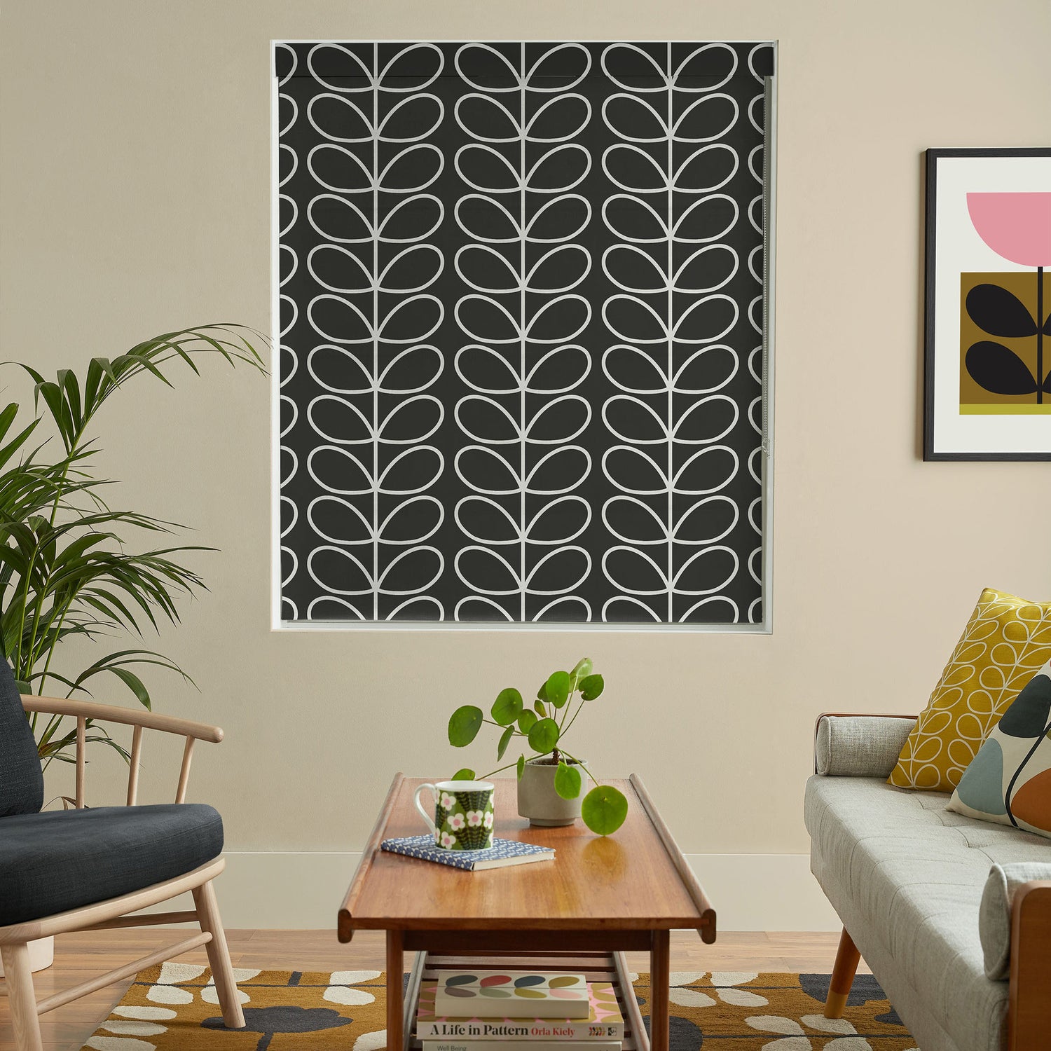 Orla Kiely Jumbo Linear Stem Made to Measure Roman Blind Liquorice