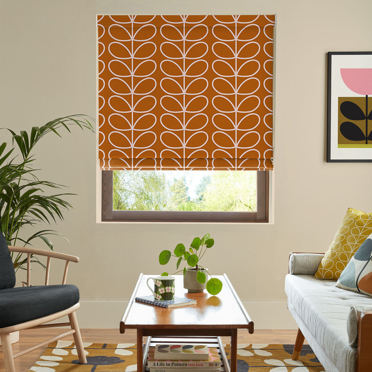 Orla Kiely Jumbo Linear Stem Made to Measure Roman Blind Persimmon