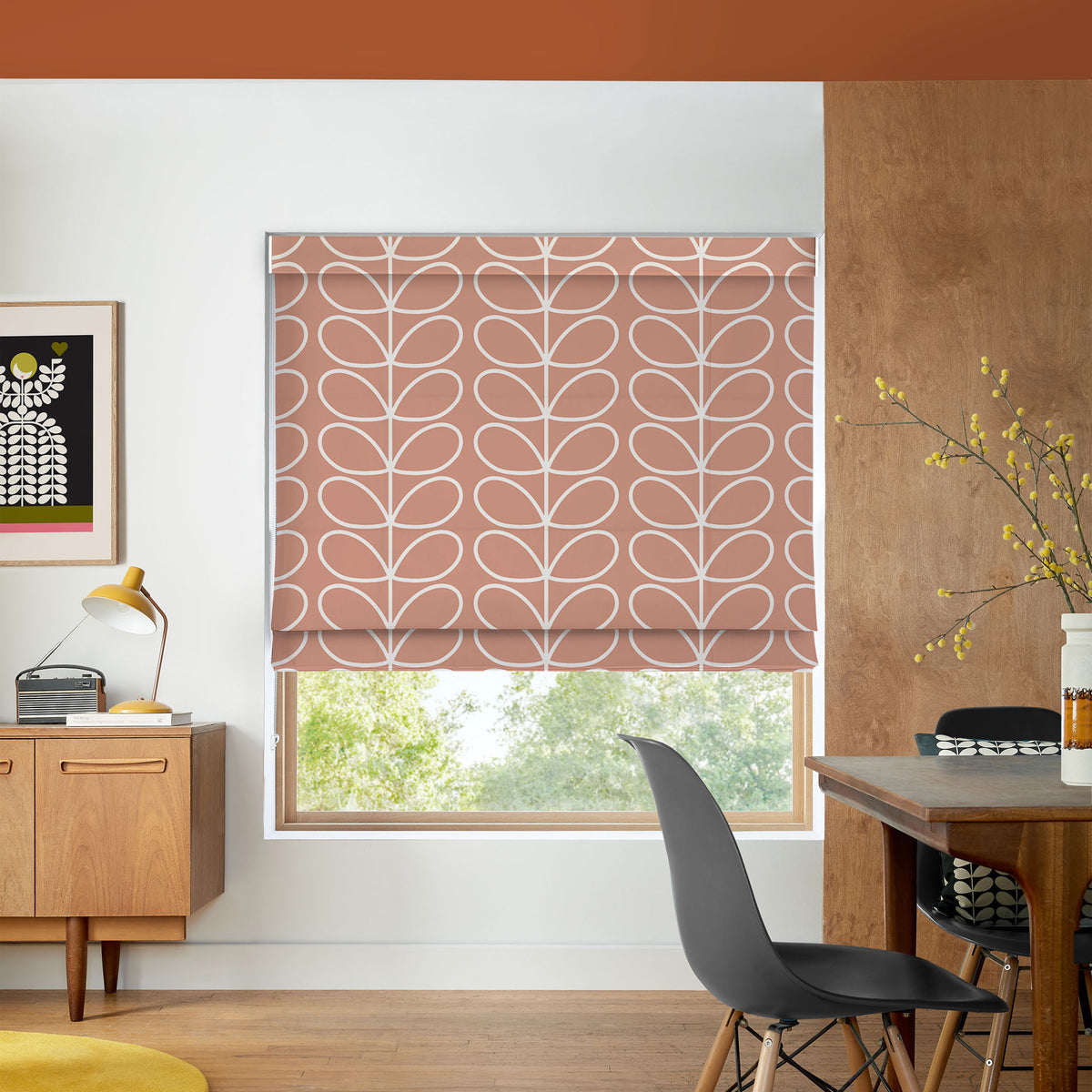Orla Kiely Jumbo Linear Stem Made to Measure Roman Blind Bubblegum