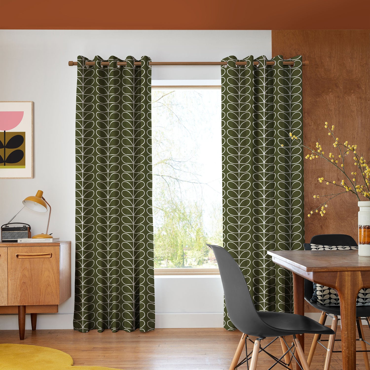Orla Kiely Jumbo Linear Stem Made to Measure Curtain Kelp
