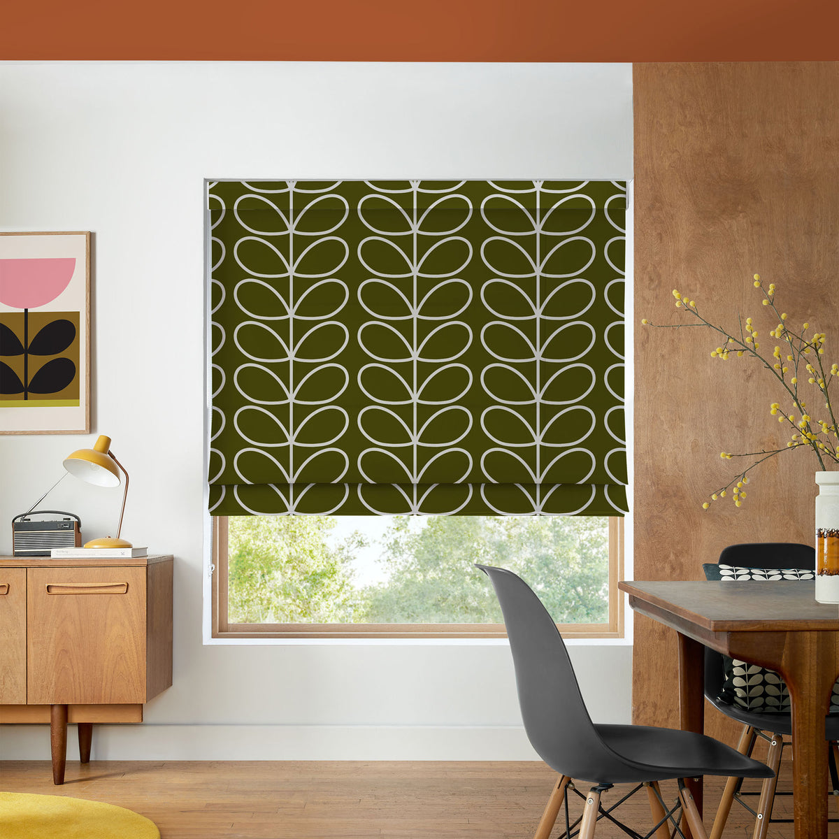 Orla Kiely Jumbo Linear Stem Made to Measure Roman Blind Kelp