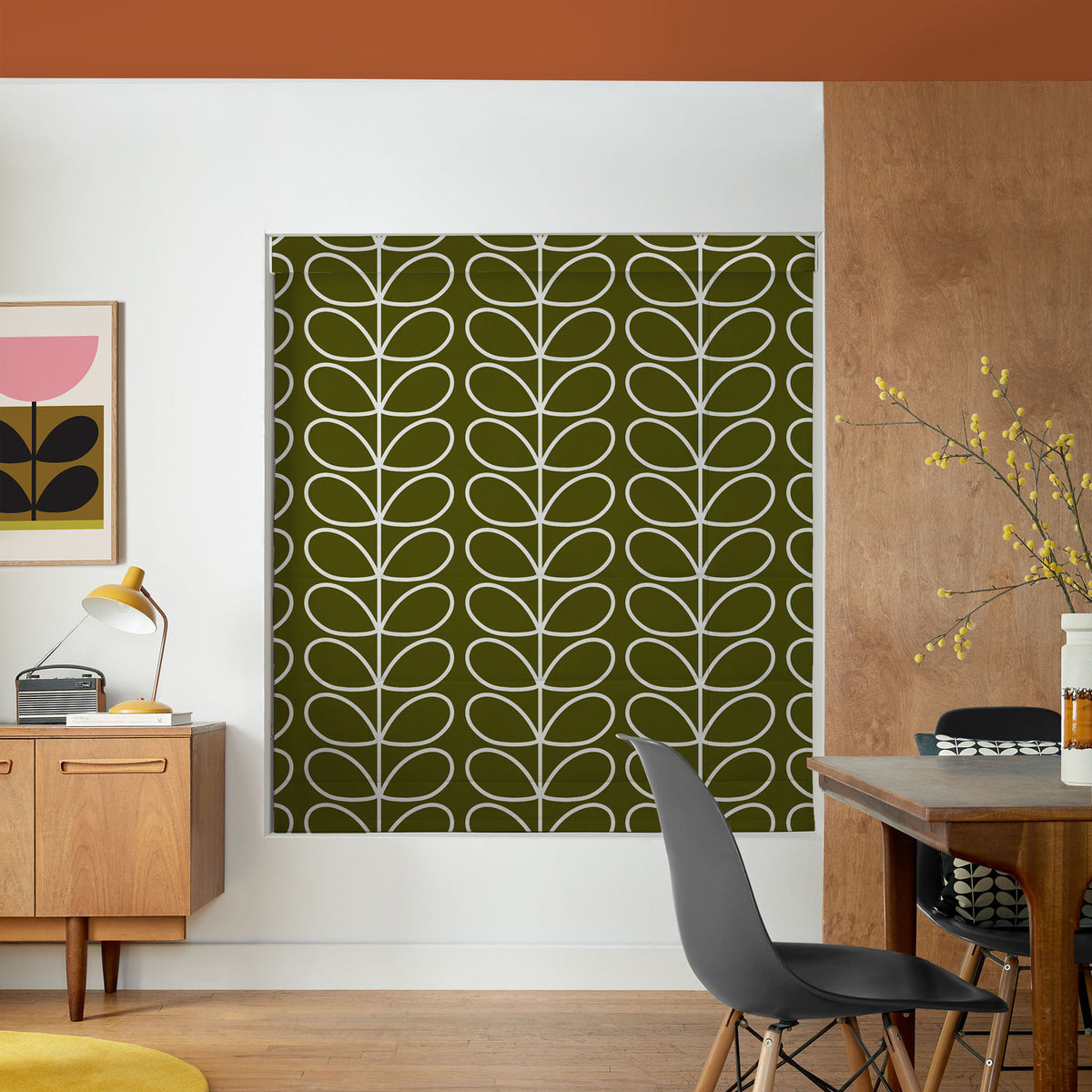 Orla Kiely Jumbo Linear Stem Made to Measure Roman Blind Kelp